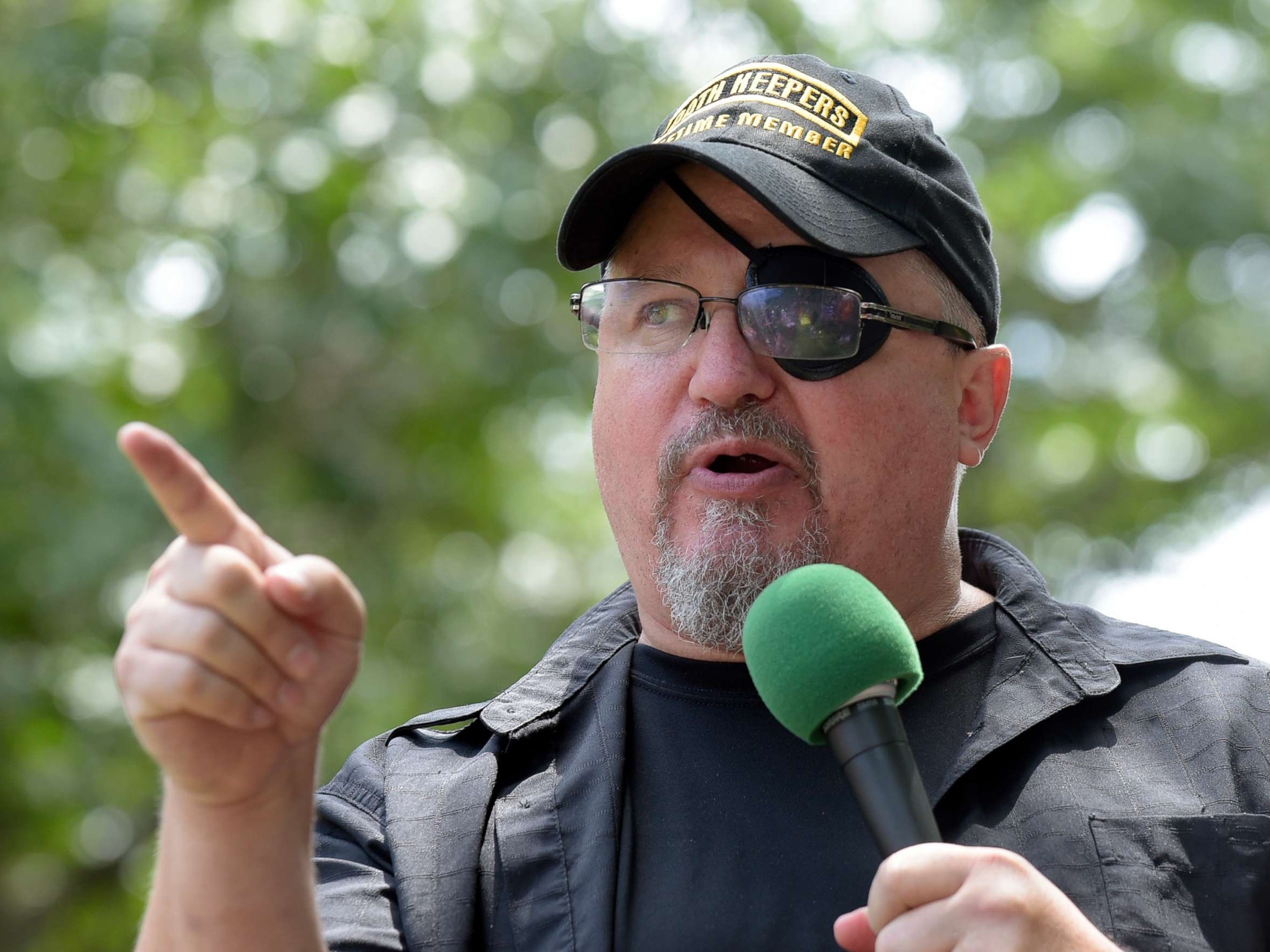 PHOTO: Stewart Rhodes, founder of the citizen militia group known as the Oath Keepers speaks during a rally outside the White House in Washington, June 25, 2017.