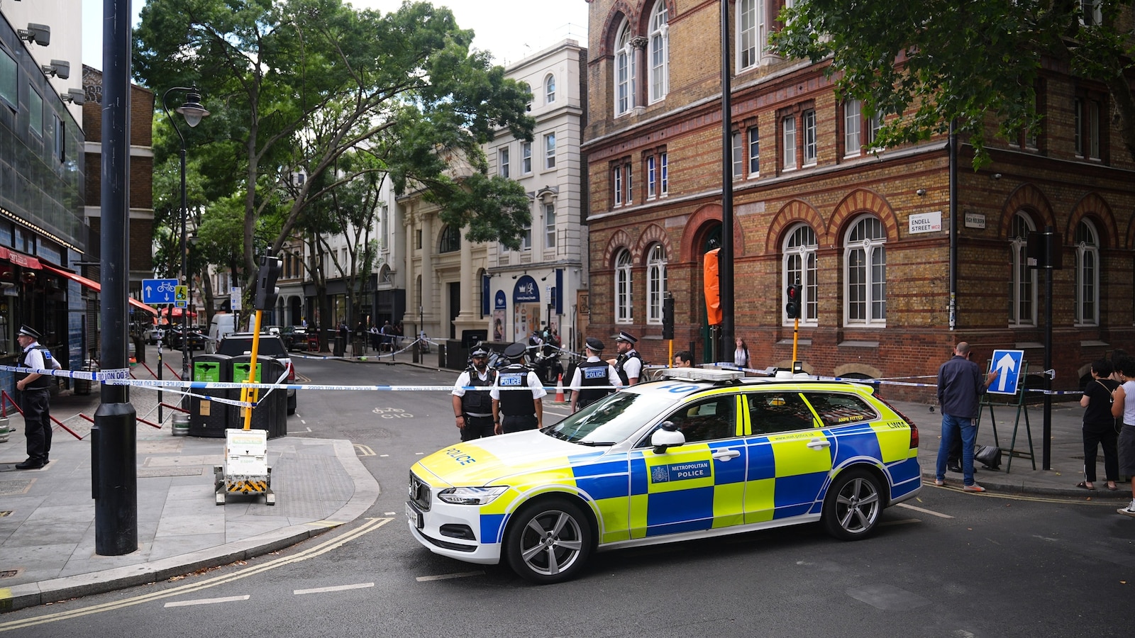 Four men were injured Wednesday in a stabbing near Covent Garden, a busy tourist area in London, according to authorities.
A 47-year-old woman was arrested, and