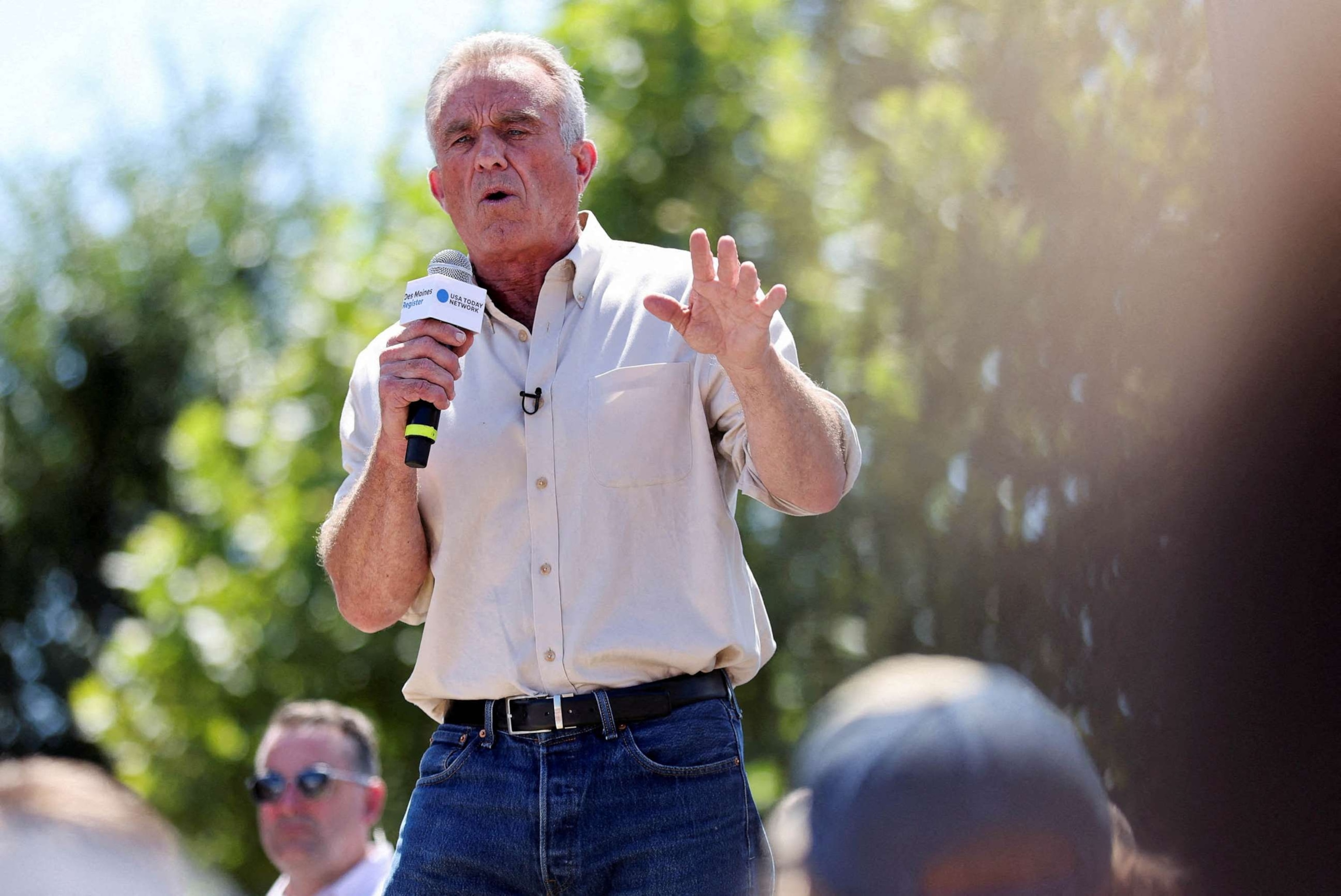 PHOTO: FILE - Democratic presidential candidate Robert F. Kennedy Jr. delivers his political soapbox speech at the Iowa State Fair in Des Moines, Iowa, Aug. 12, 2023.