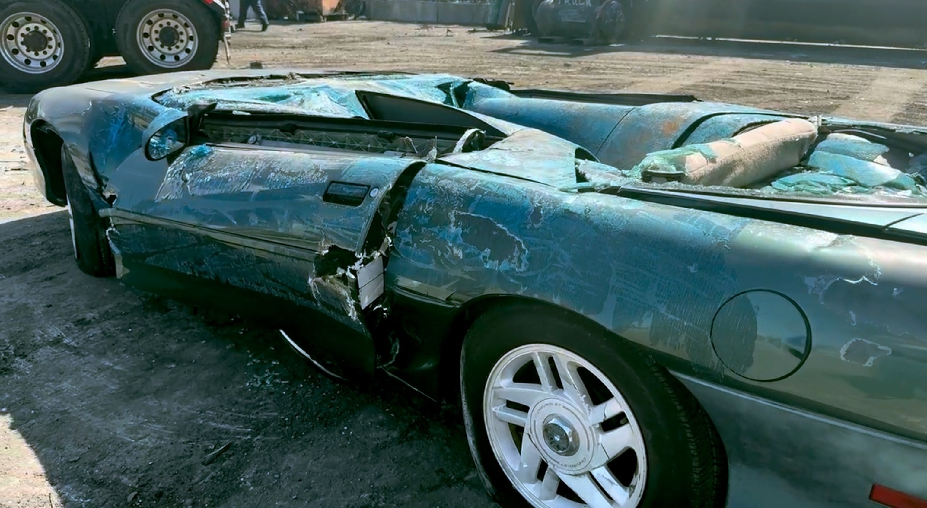 PHOTO: Michael King’s vehicle is crushed.