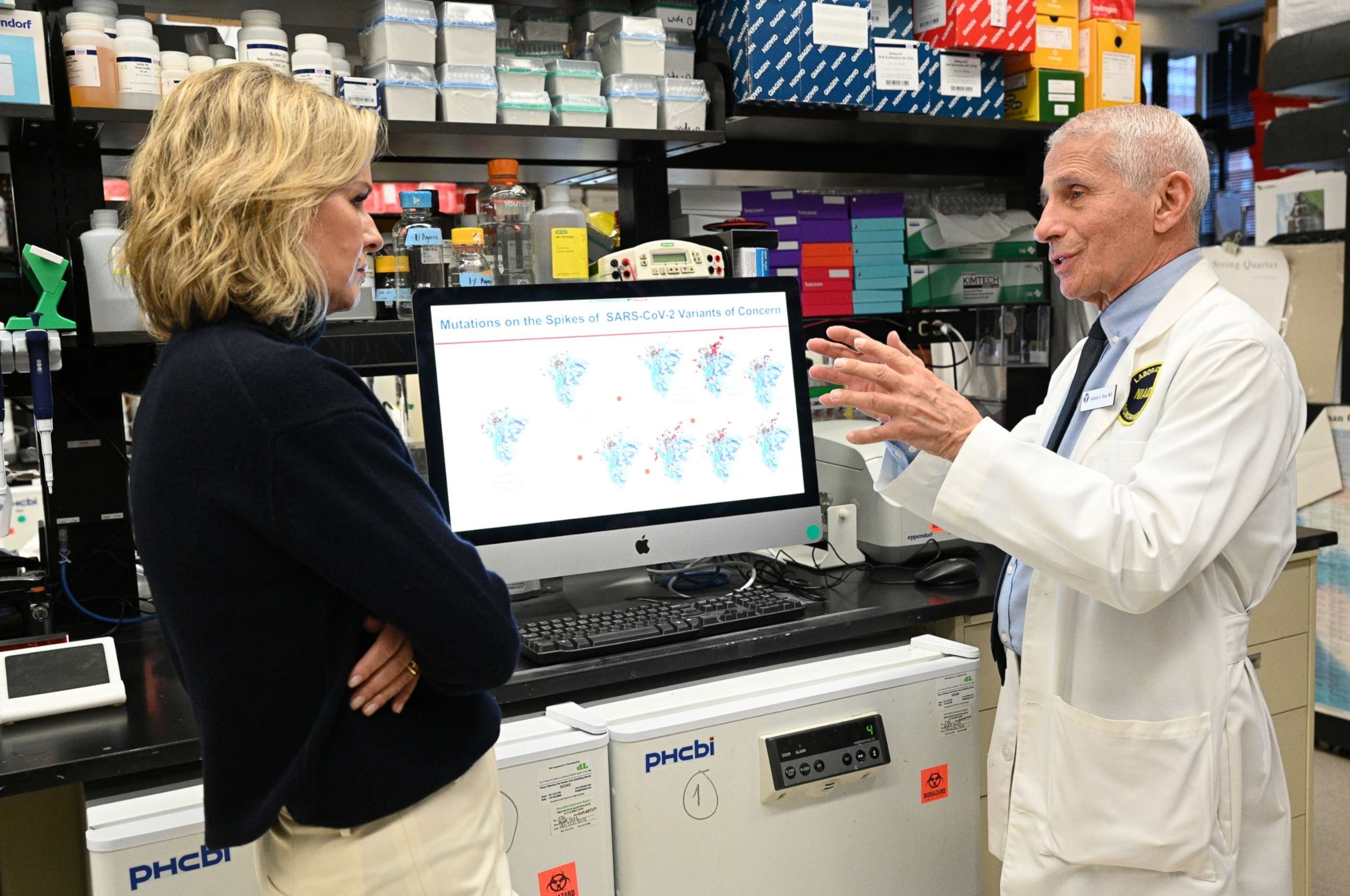 PHOTO:?Dr. Jennifer Ashton interviews Dr. Anthony Fauci at the National Institutes of Health in Washington.