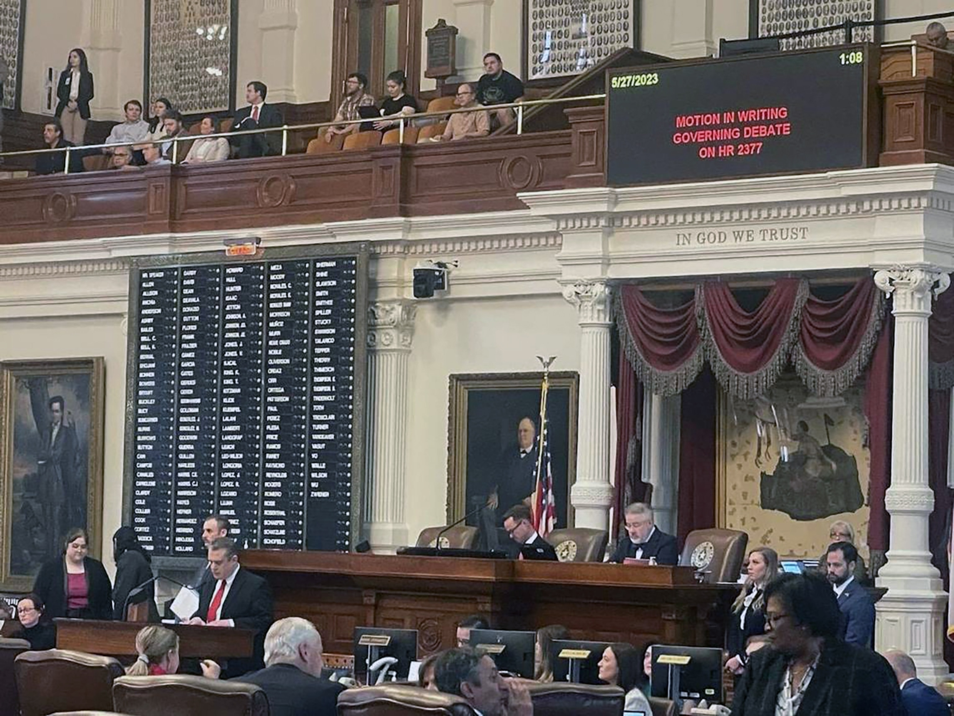 PHOTO: Impeachment proceedings against Texas Attorney General Ken Paxton are underway in the Texas House of Representatives, May 27, 2023, in Austin, Texas.