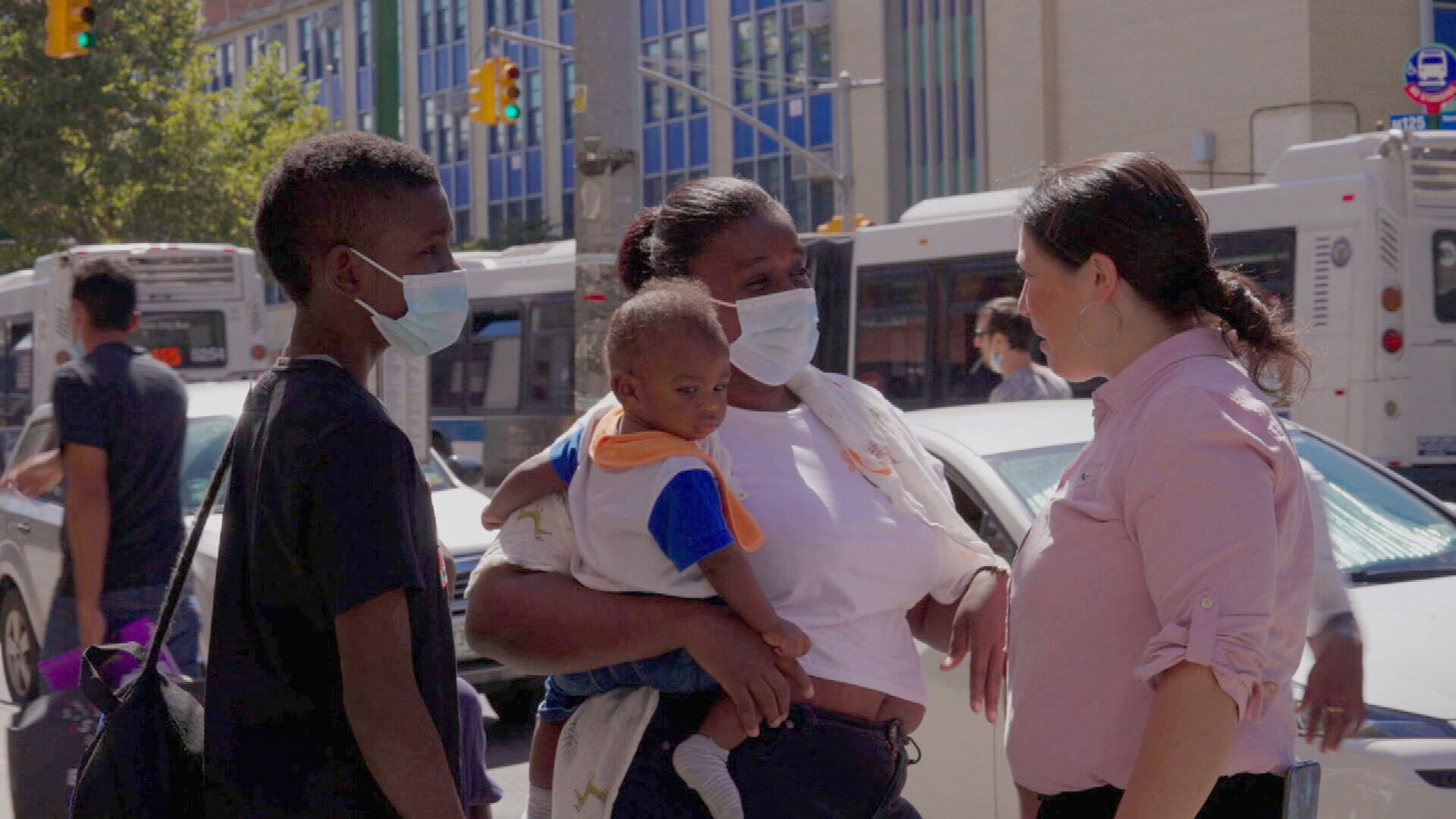 PHOTO: A Colombian mother who arrived on one of the buses from Texas is now in the South Bronx with her children who she hopes to provide a better future for here in New York City.