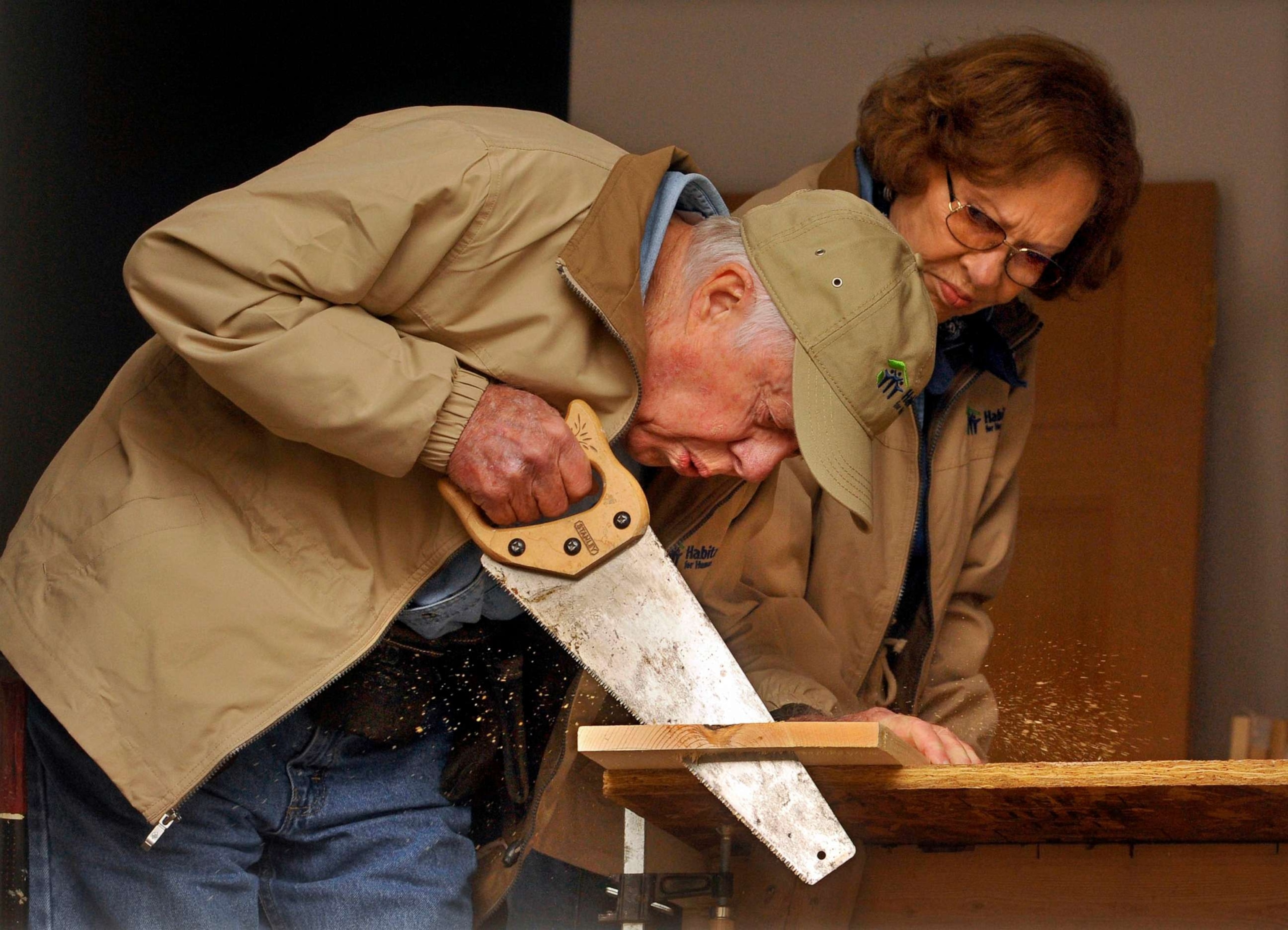 Photo: File - About 300 volunteers, including former President Jimmy Carter and wife Rosalynn, worked on homes in Baltimore, Maryland and Annapolis on October 5, 2010, as part of a week-long nationwide project with Habitat for Humanity.