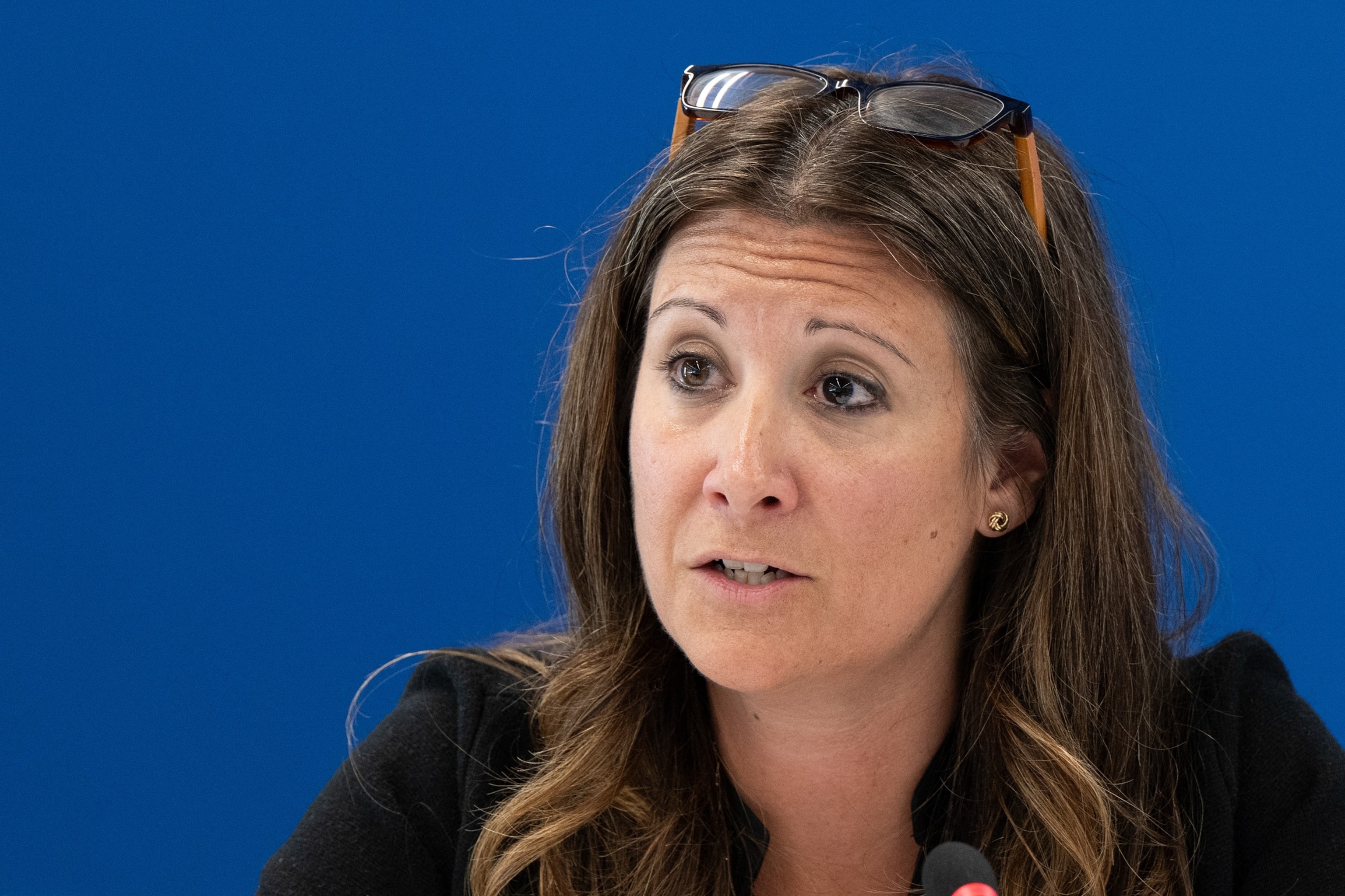 PHOTO: Director of epidemic and pandemic management and US infectious disease epidemiologist Maria Van Kerkhove speaking during a virtual press conference on the hantavirus cluster at the WHO headquarters, in Geneva, May 7, 2026.