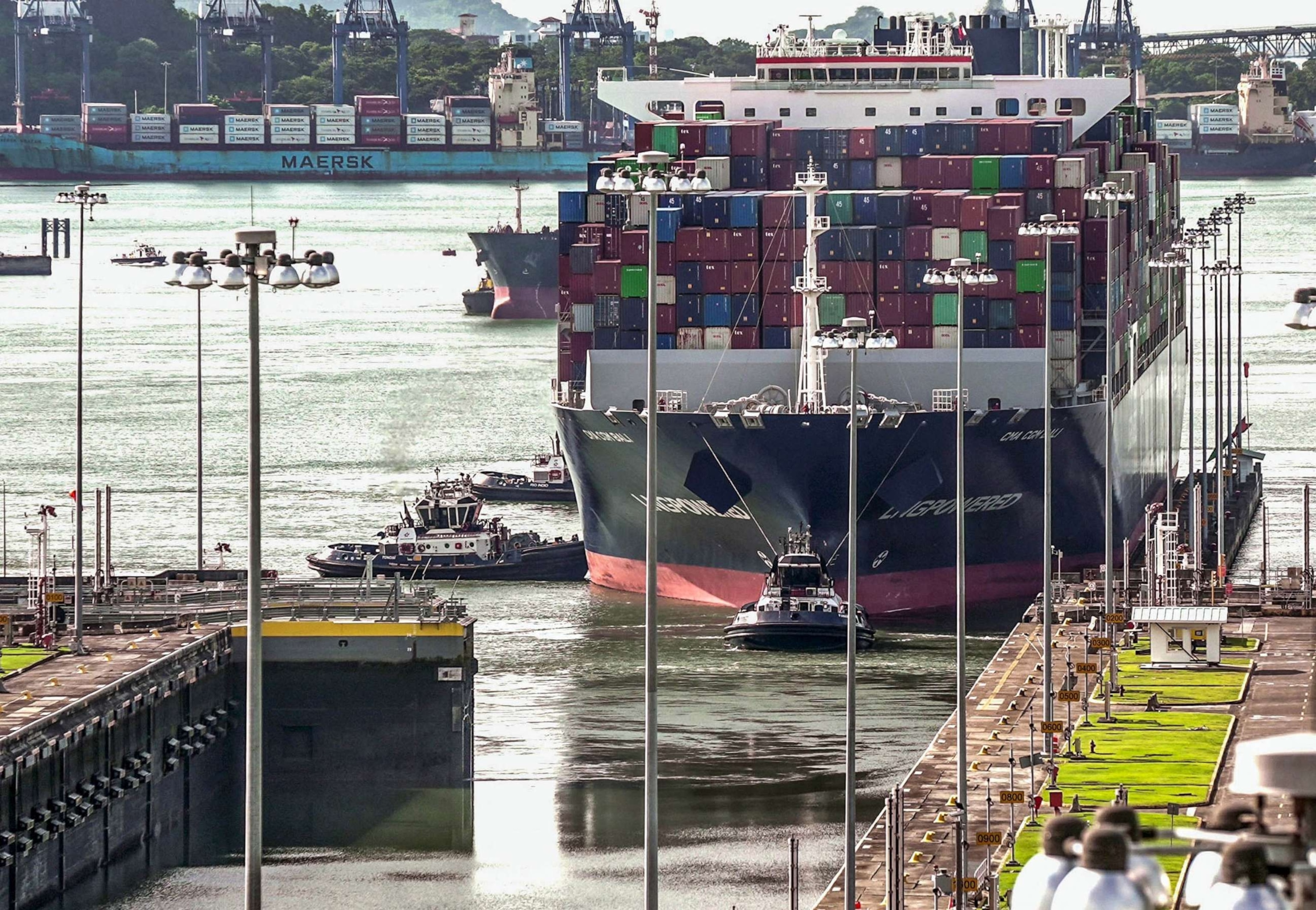 PHOTO: FILE - A cargo ship navigates through the Panama Canal in the area of the Cocoli Locks, in Panama City, Aug. 25, 2023.