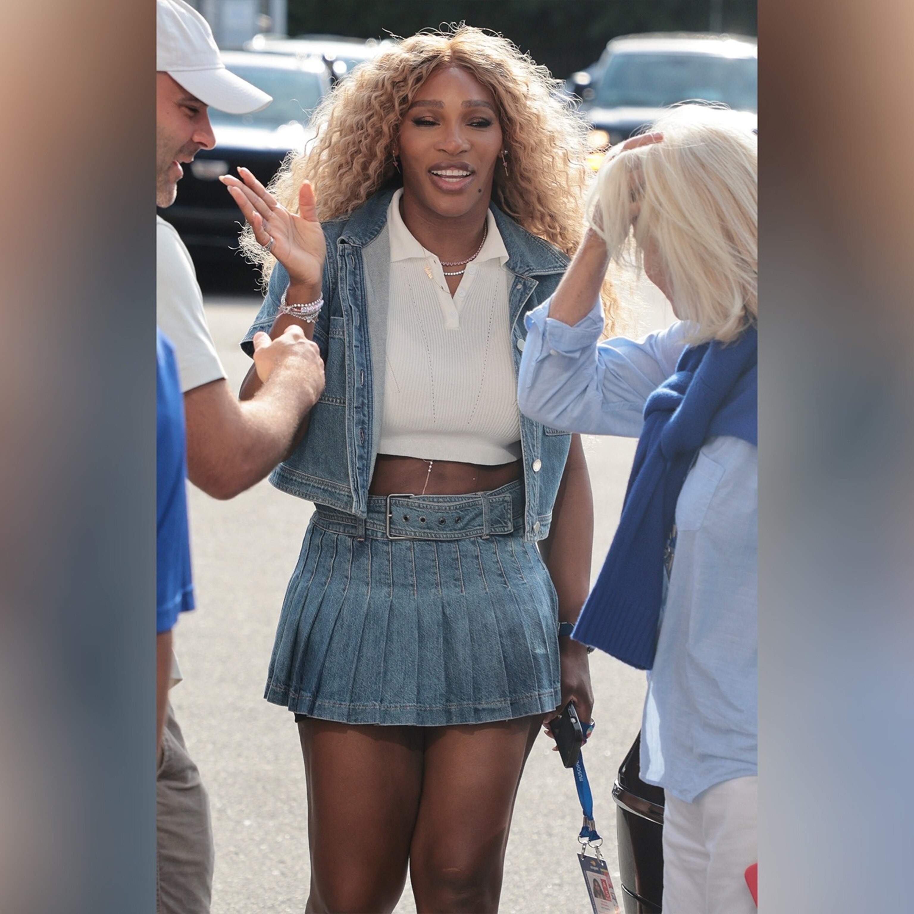 Serena Williams brings back denim tennis skirt look for Wyn Beauty