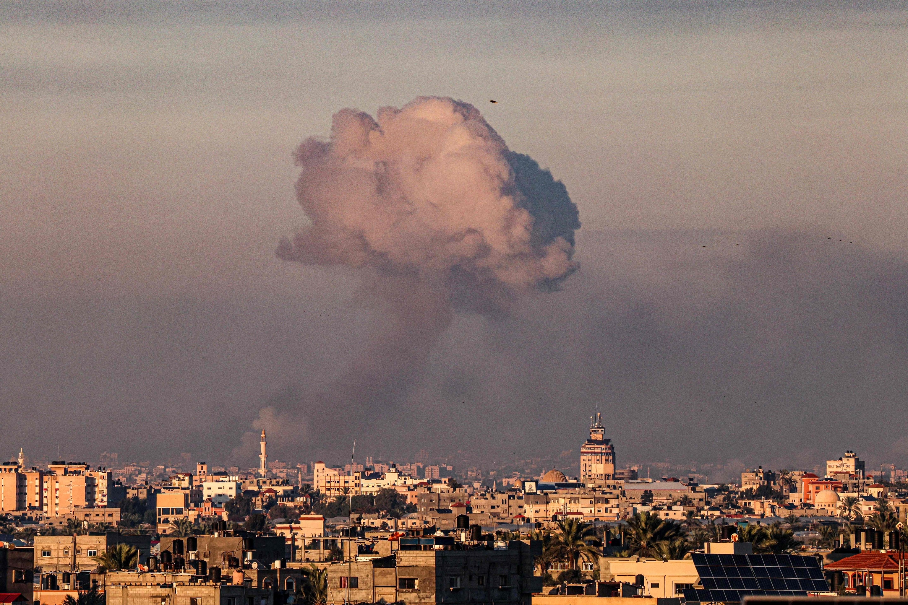 PHOTO: Smoke billows following an Israeli strike on Khan Yunis in the southern Gaza strip on Nov. 16, 2023.