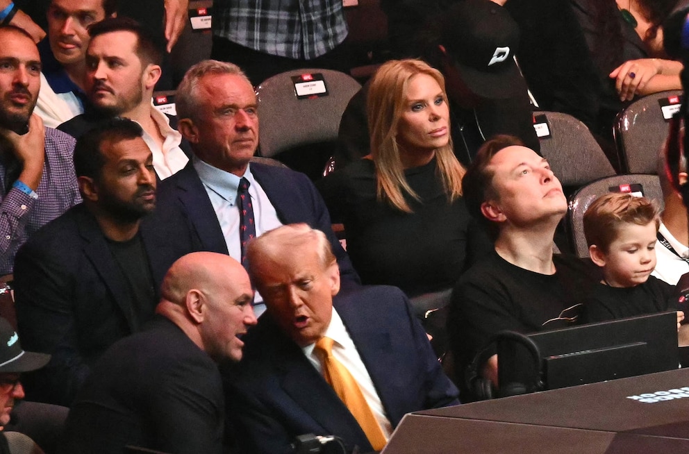 PHOTO: In this April 12, 2025, file photo President Donald Trump speaks with CEO of Ultimate Fighting Championship Dana White during UFC 314 at the Kaseya Center in Miami.