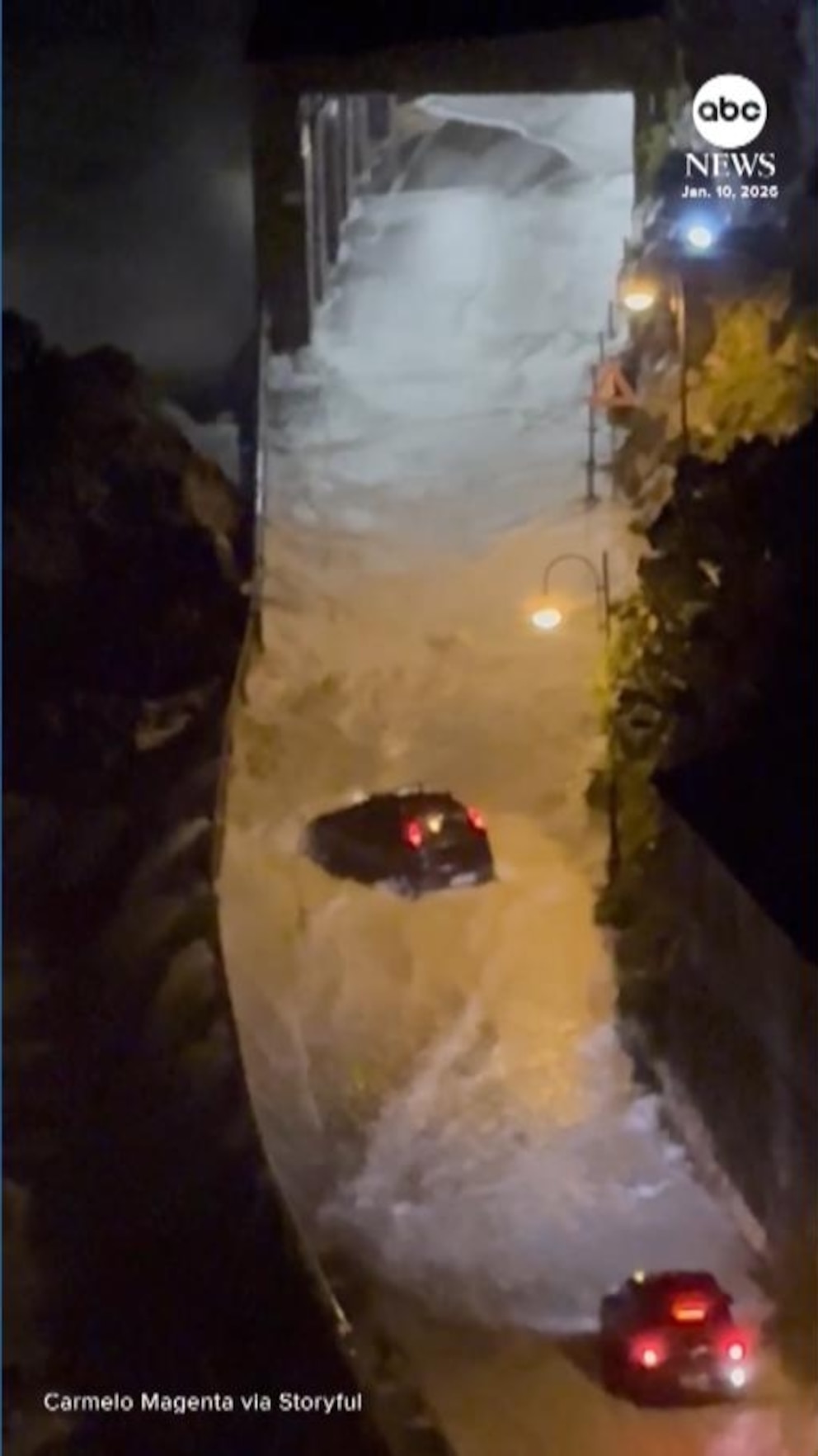WATCH:  Drivers turn around to avoid big waves on Italian coastal road