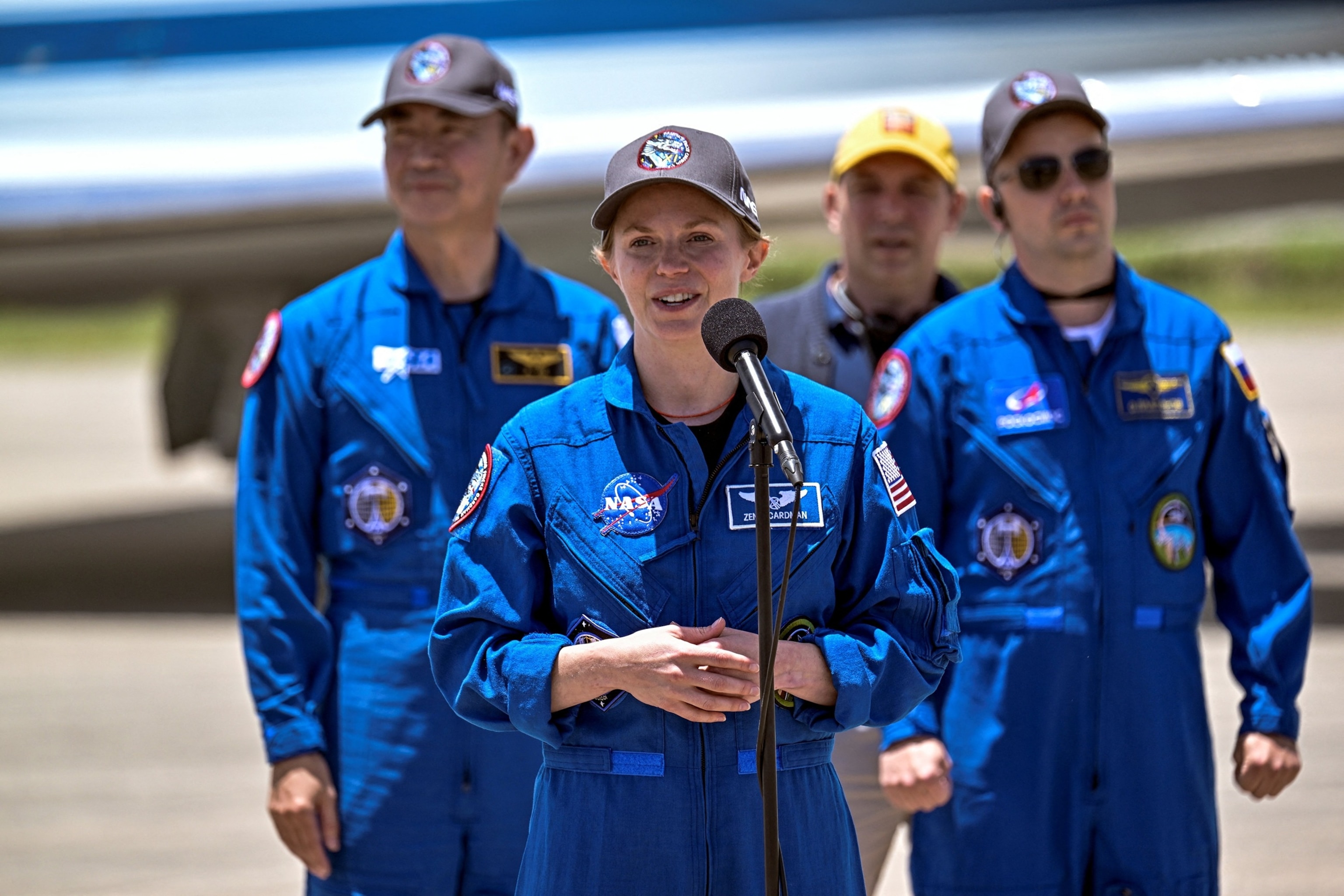 PHOTO: NASA's SpaceX Crew-11 crew members arrive at the Kennedy Space Center for their upcoming launch to the International Space Station