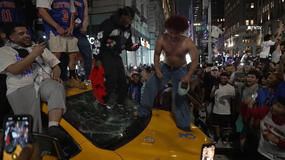 WATCH: Rowdy fans pour into streets after NBA Finals game in NYC