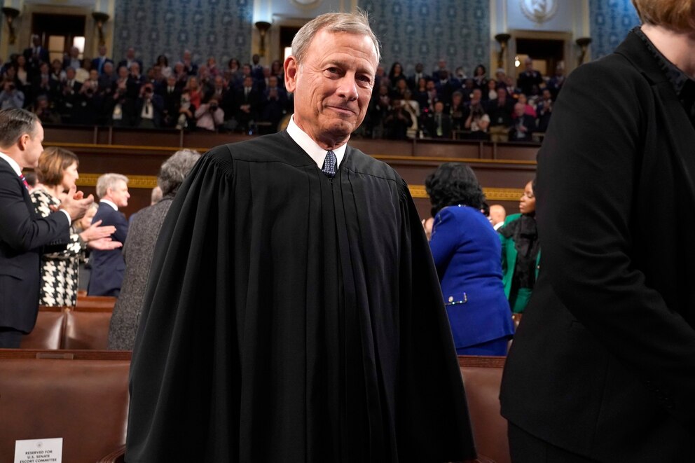 PHOTO: Chief Justice of the United States John Roberts attends the State of the Union address  in the House Chamber of the U.S. Capitol in Washington, DC, Feb. 7, 2023.