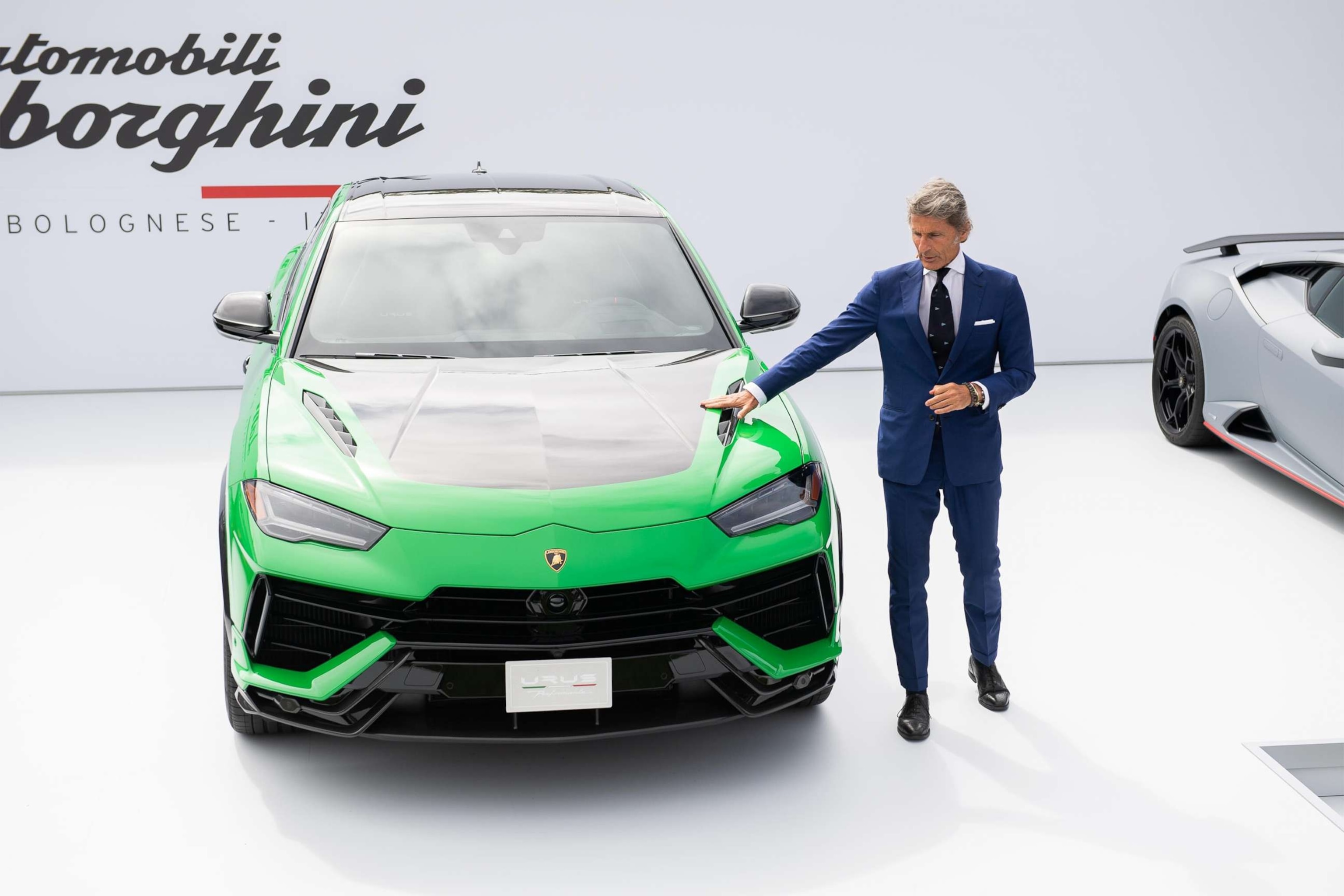 PHOTO: Lamborghini CEO Stephan Winkelmann unveils the all-new Urus Performante, the fastest production SUV to climb to the Pikes Peak summit, in Carmel-by-the-Sea, California, in August.