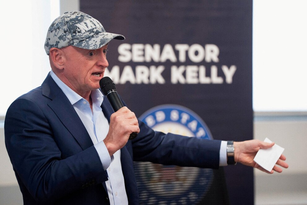 PHOTO: FILE PHOTO: Senator Mark Kelly hosts a town hall in Sierra Vista, Arizona