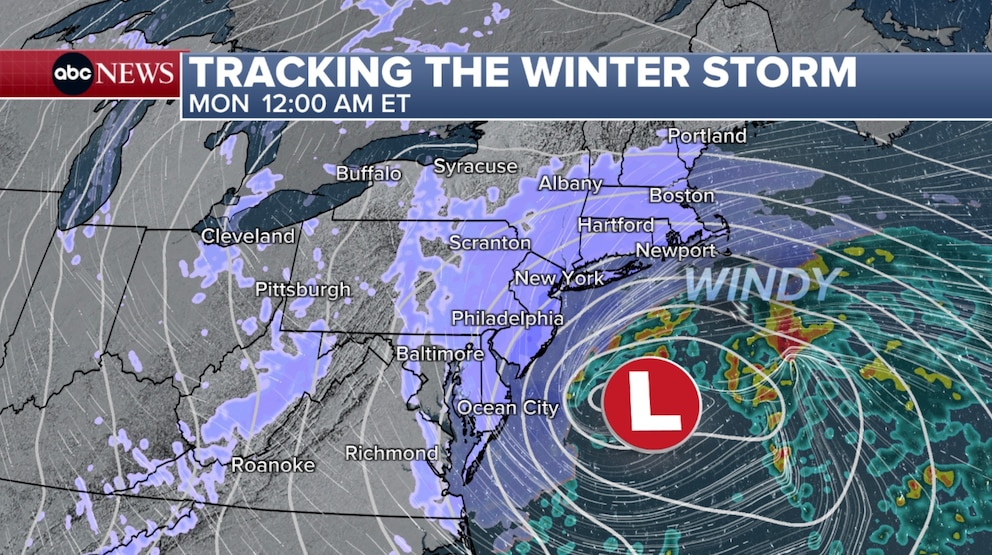 PHOTO: tracking the winter storm monday map