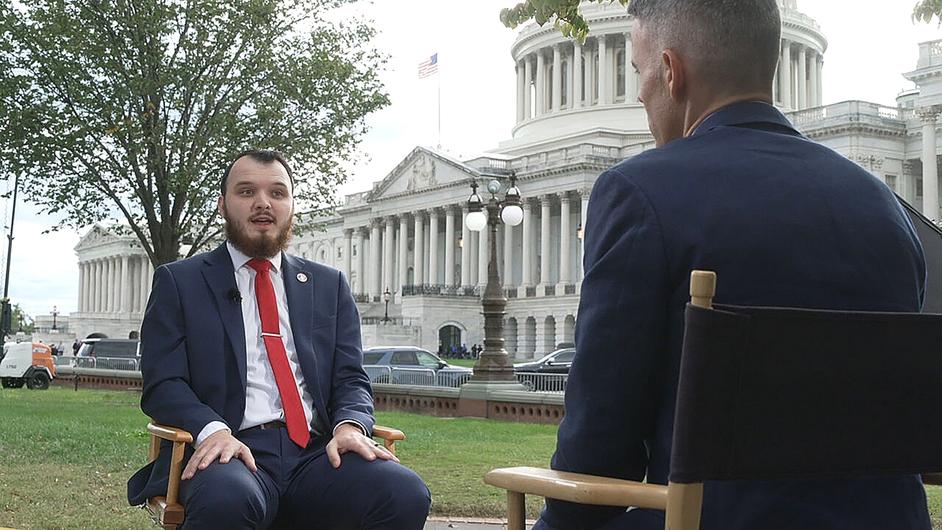 PHOTO: Aidan Johnston, a lobbyist with Gun Owners of America, speaks with ABC News outside the U.S. Capitol in Washington, D.C.