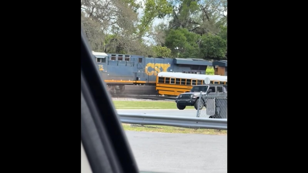 Video Florida school bus clipped by train with 29 students on board