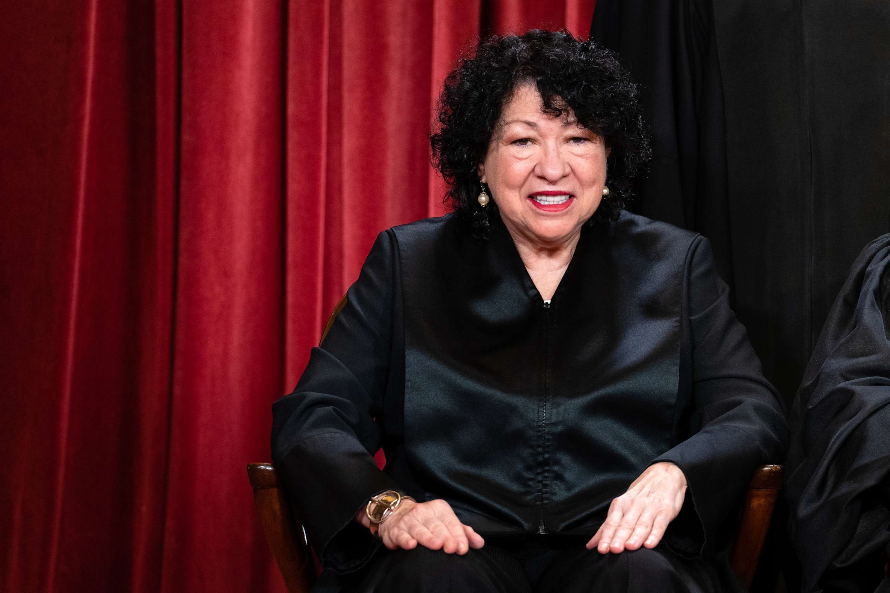 PHOTO: Associate Justice Sonia Sotomayor during the formal group photograph at the Supreme Court in Washington, DC, Oct. 7, 2022.