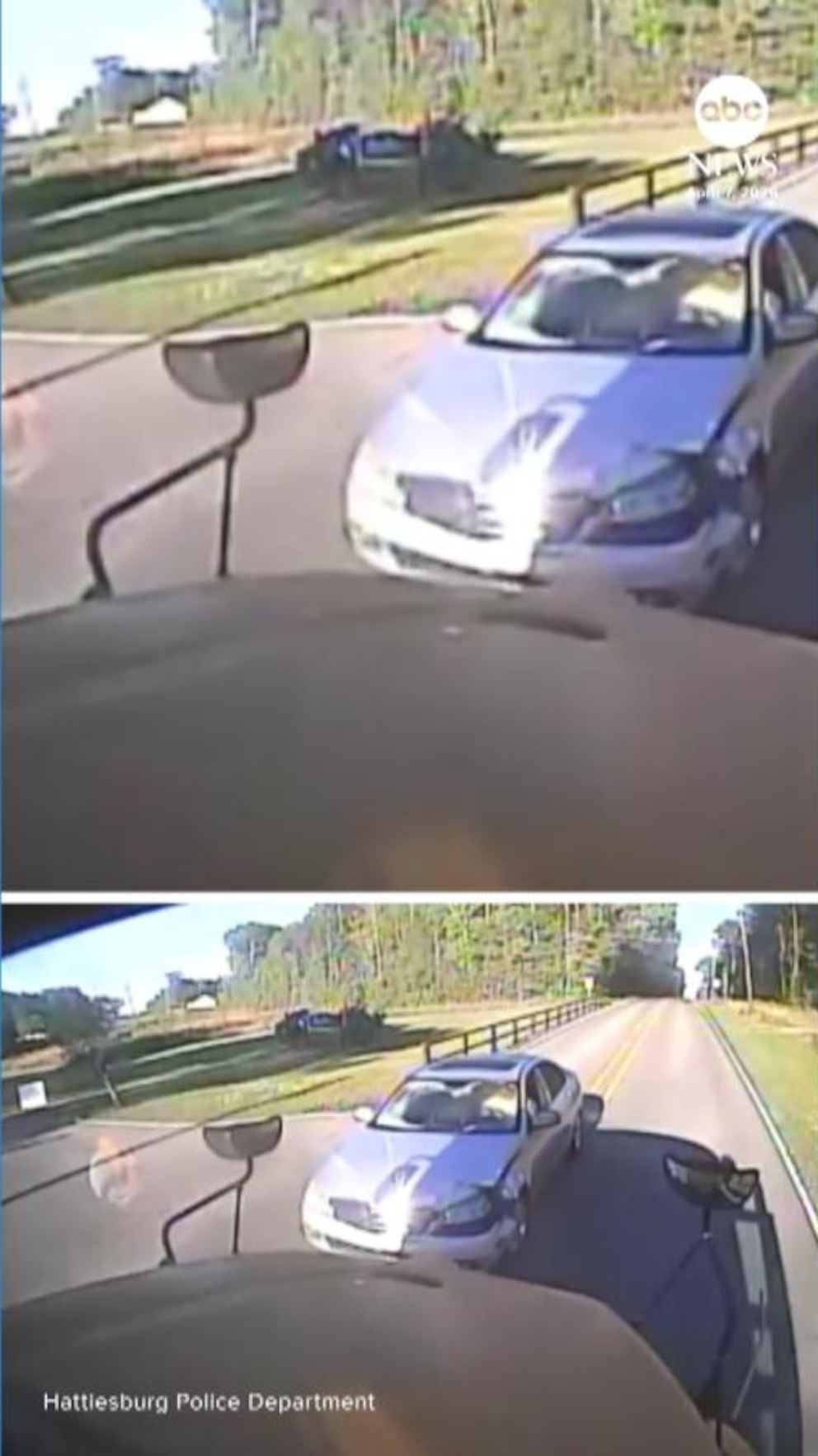 WATCH:  Car slams into Mississippi school bus as students board