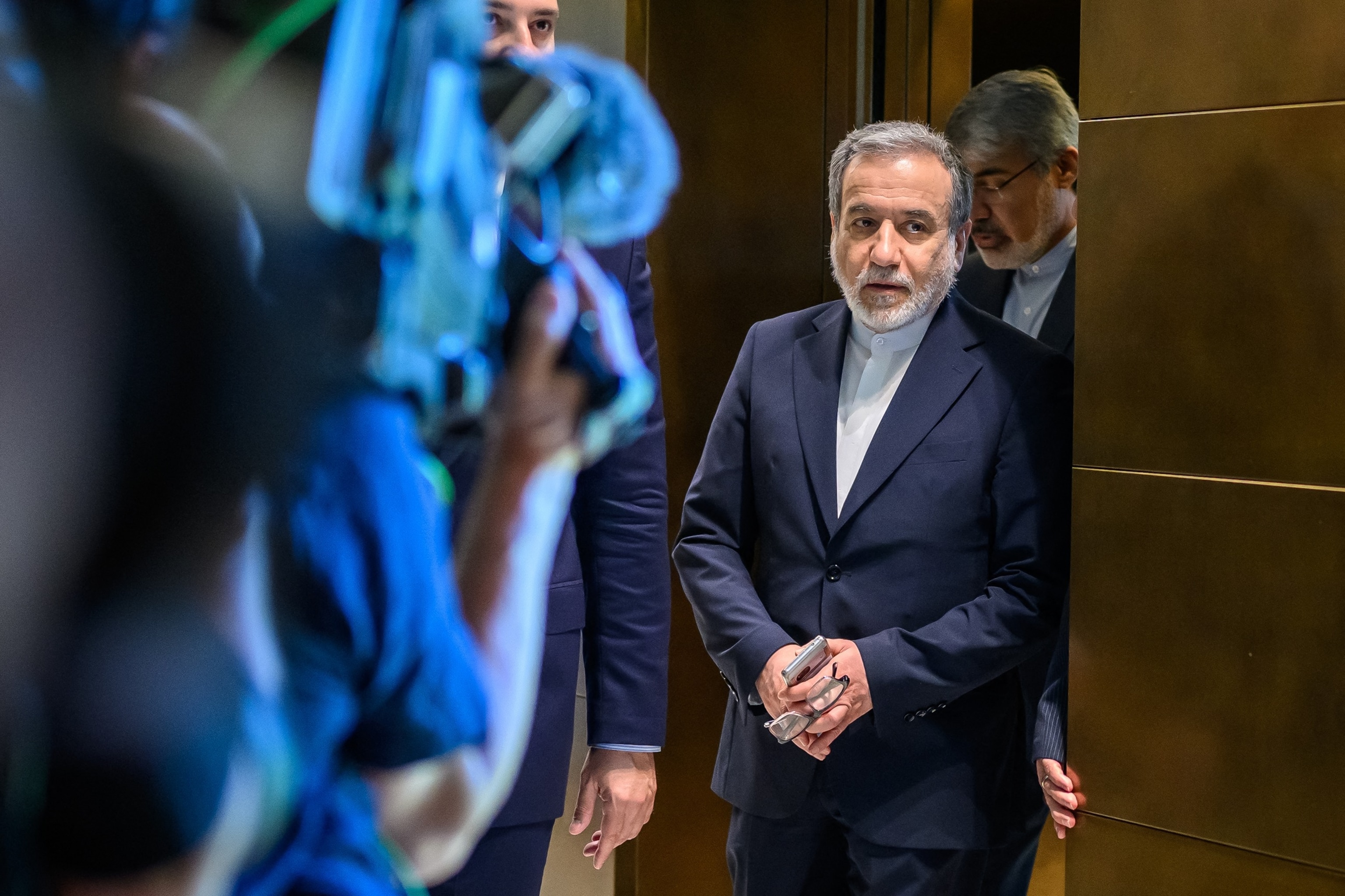 PHOTO: Iran's Foreign Minister Abbas Araghchi arrives for a bilateral meeting with Switzerland's counterpart overlooking Lake Lucerne, Switzerland, June 21, 2026, ahead of high-level talks aimed at advancing a deal to end the Middle East conflict.