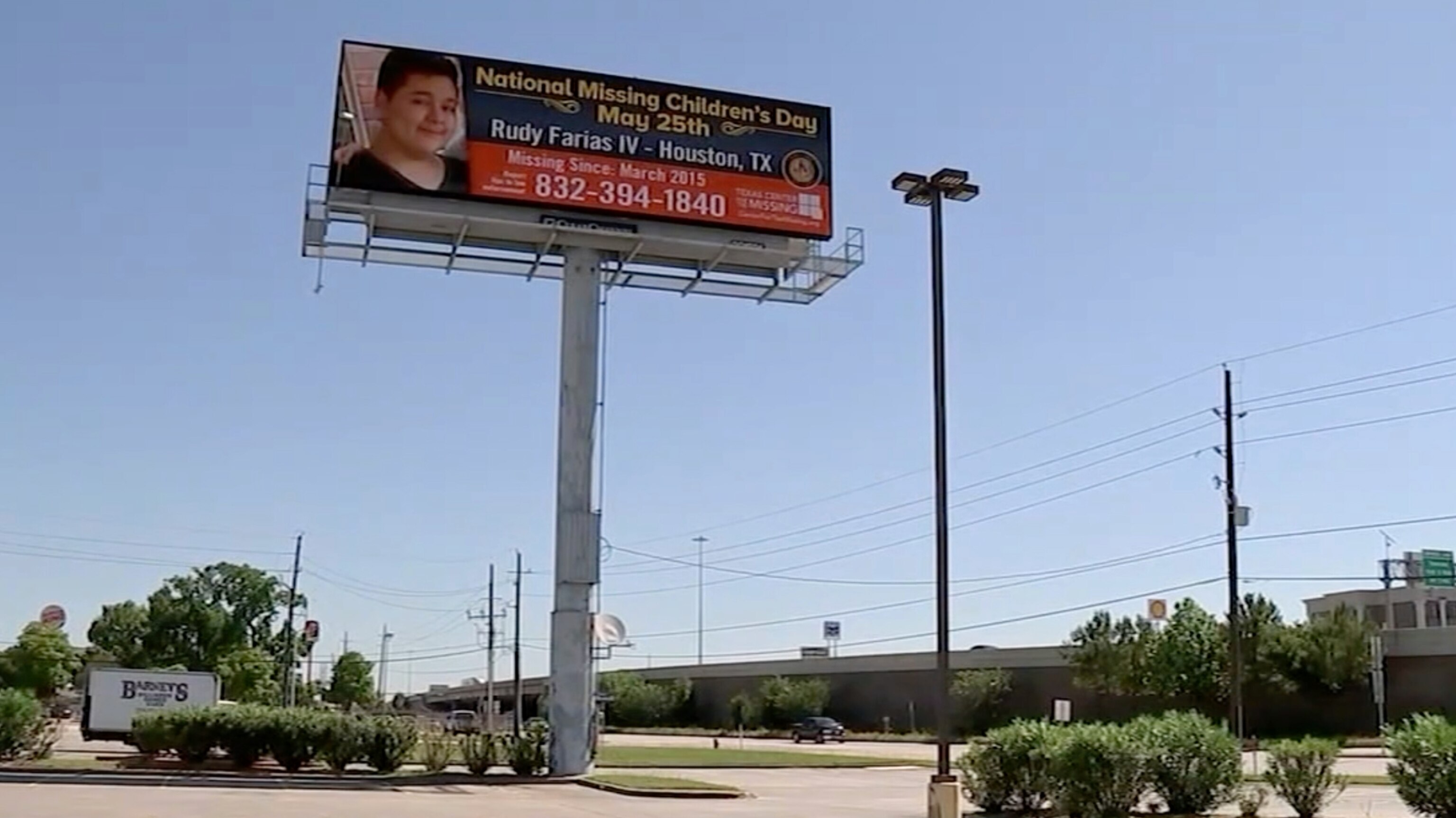 PHOTO: A billboard for Rudy Farias who went missing in 2015, when he was walking his two dogs, was found eight years later in Houston.