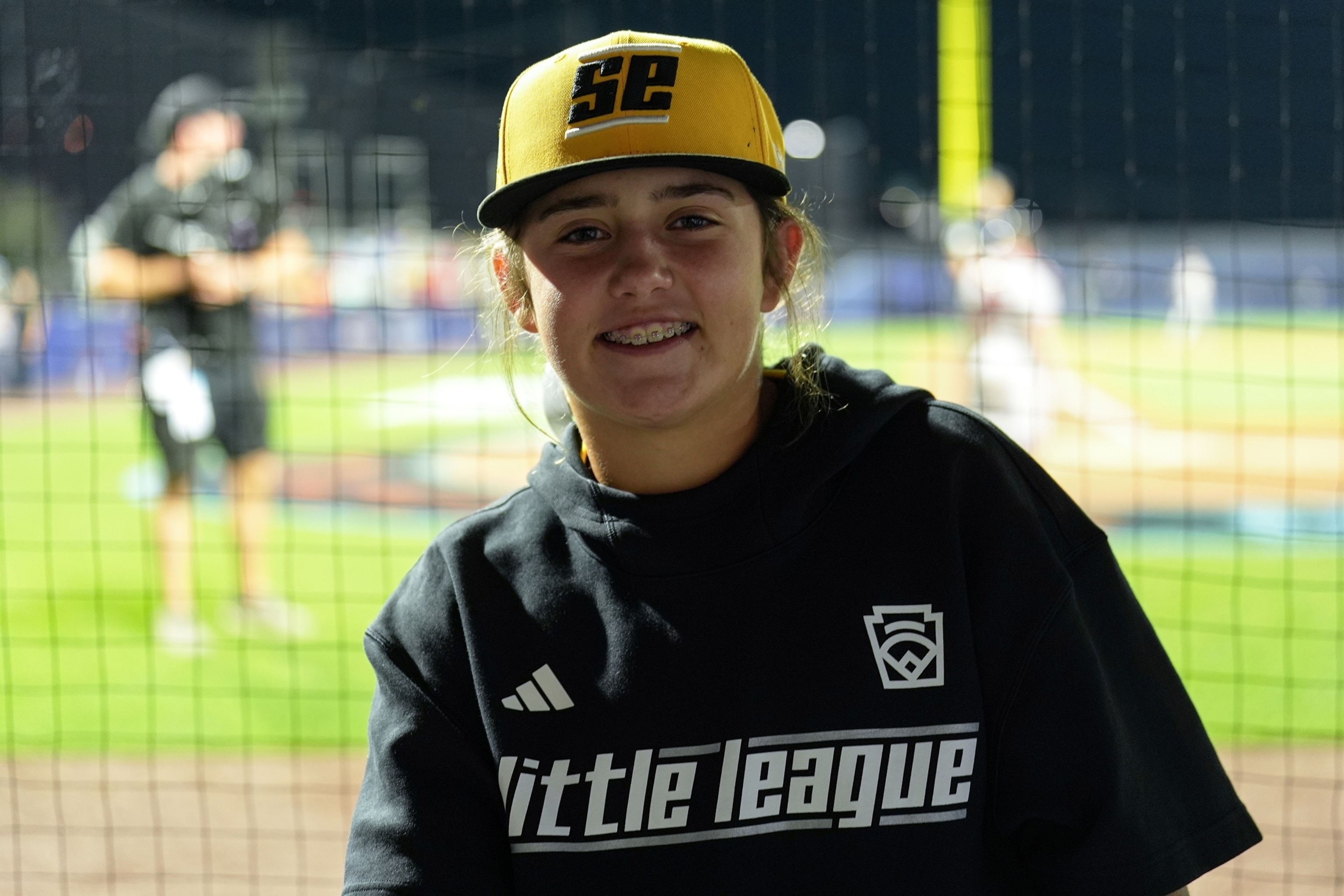 PHOTO: Kinley Rasmus of Little League Team Southeast poses for a photo during the 2026 Little League Classic at Historic Bowman Field on Aug. 23, 2026, in Williamsport, Pennsylvania.