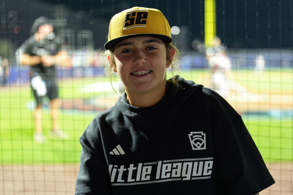 PHOTO: Kinley Rasmus of Little League Team Southeast poses for a photo during the 2026 Little League Classic at Historic Bowman Field on Aug. 23, 2026, in Williamsport, Pennsylvania.