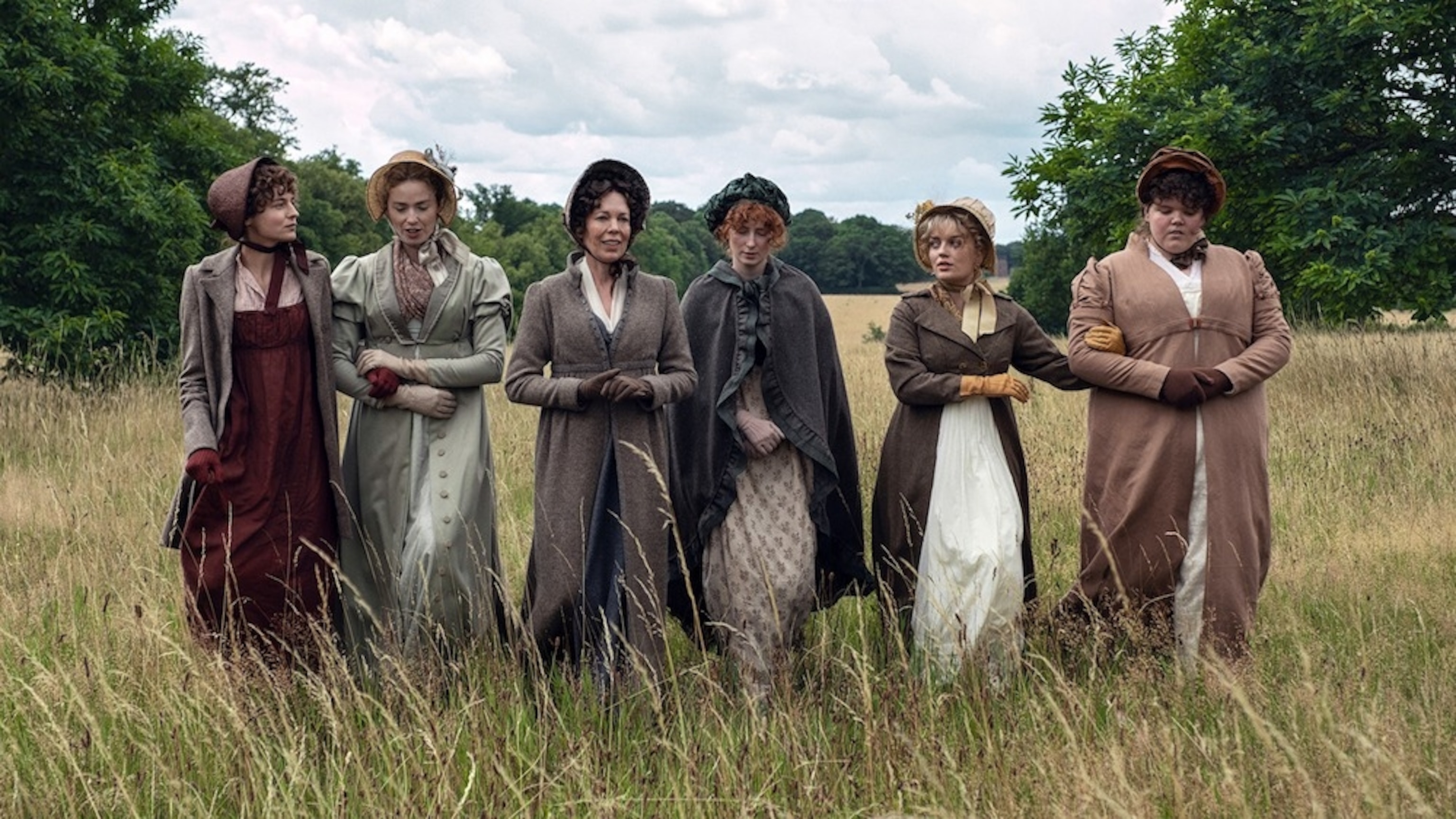 PHOTO: Emma Corrin, Freya Mavor, Oliva Colman, Hopey Parish, Hollie Avery in first look production image of Netflix's "Pride and Prejudice."