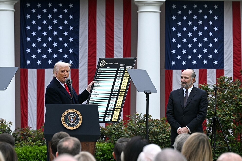PHOTO: In this April 2, 2025, file photo, President Donald Trump delivers remarks during an event in the Rose Garden entitled "Make America Wealthy Again" at the White House, in Washington, D.C.