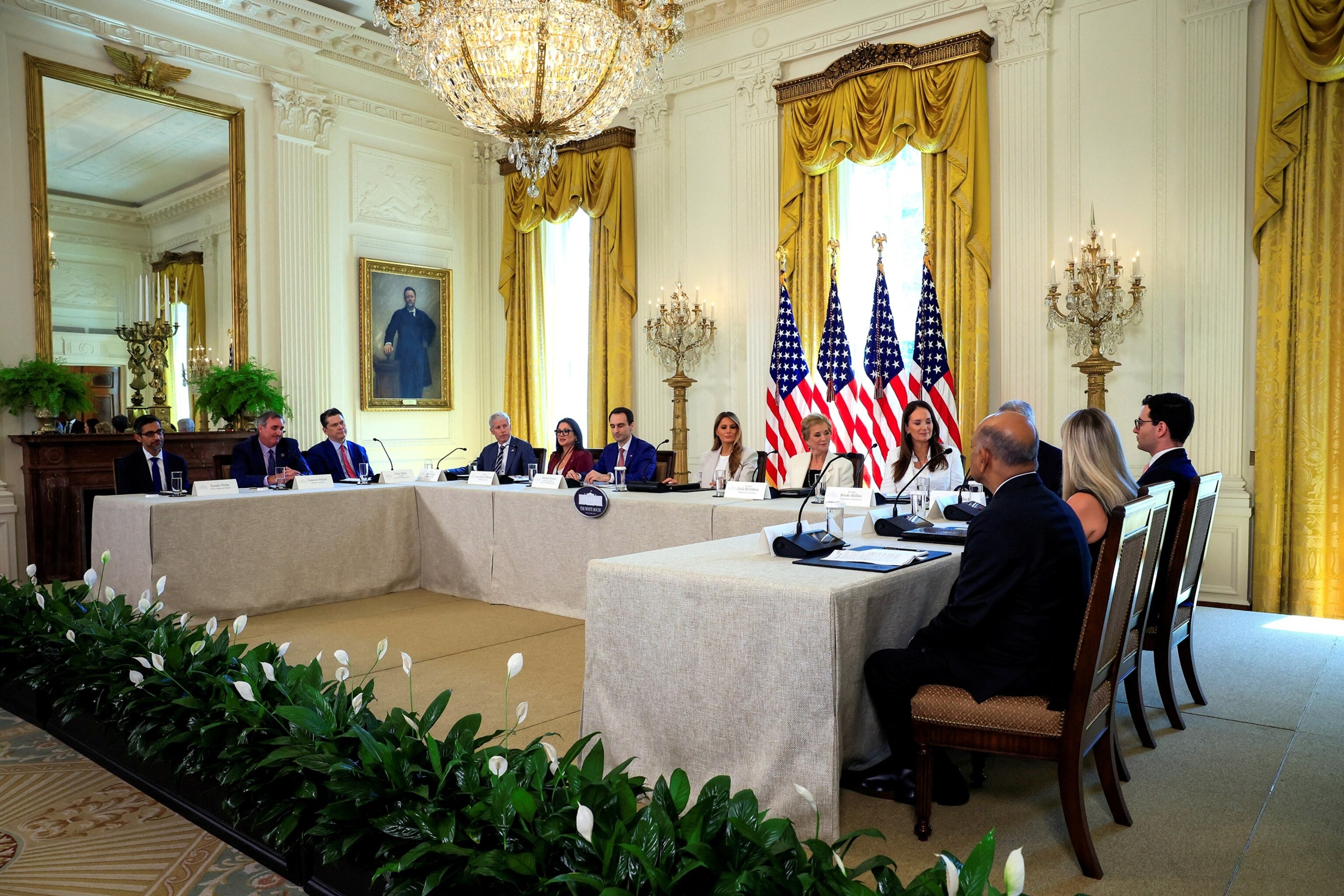 PHOTO: First lady Melania Trump attends a meeting of the White House Task Force on Artificial Intelligence (AI) Education in the White House in Washington, D.C.