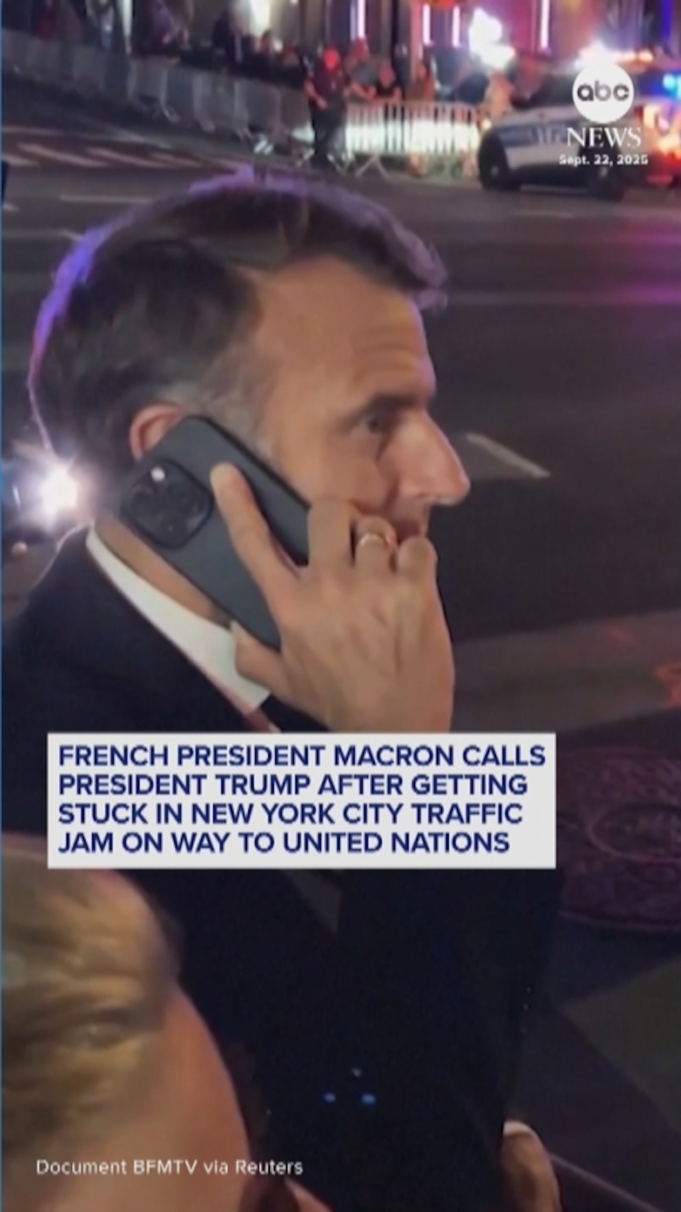 NextImg:Video French president calls Trump after getting stuck in New York City traffic