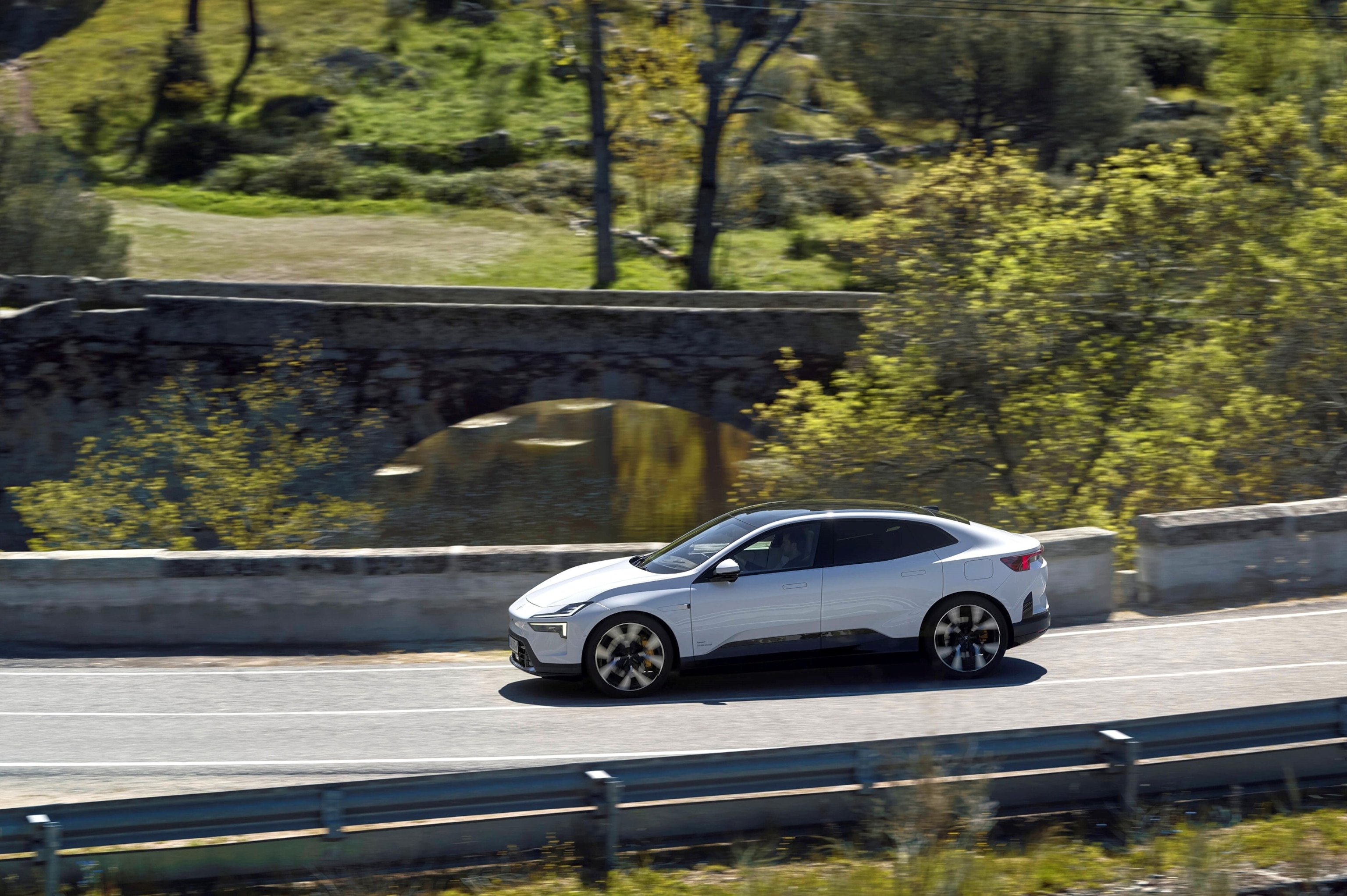 The RWD single motor model of the Polestar 4, a coupe SUV, has a range of 310 miles.