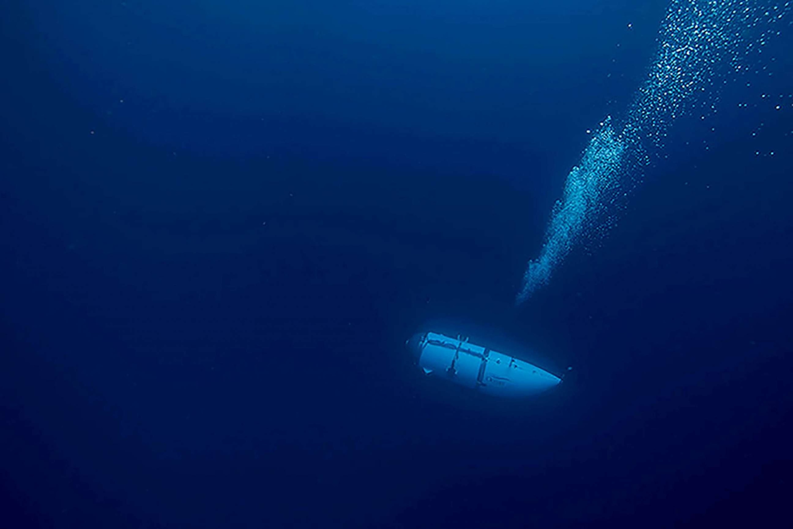 PHOTO: The Titan submersible, operated by OceanGate Expeditions to explore the wreckage of the sunken SS Titanic off the coast of Newfoundland, dives in an undated photograph.