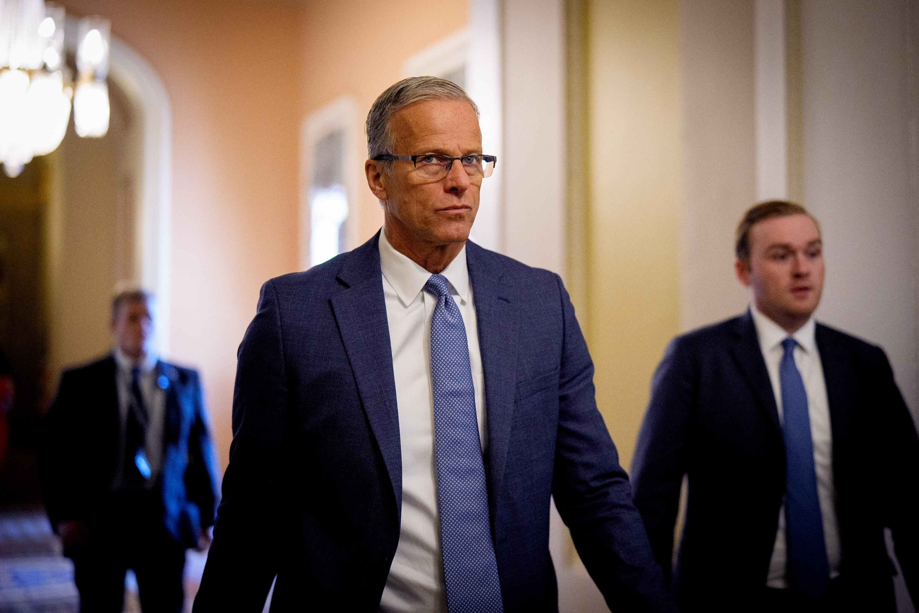 PHOTO: Senate Majority Leader John Thune walks towards the Senate floor at the Capitol, June 30, 2025. 
