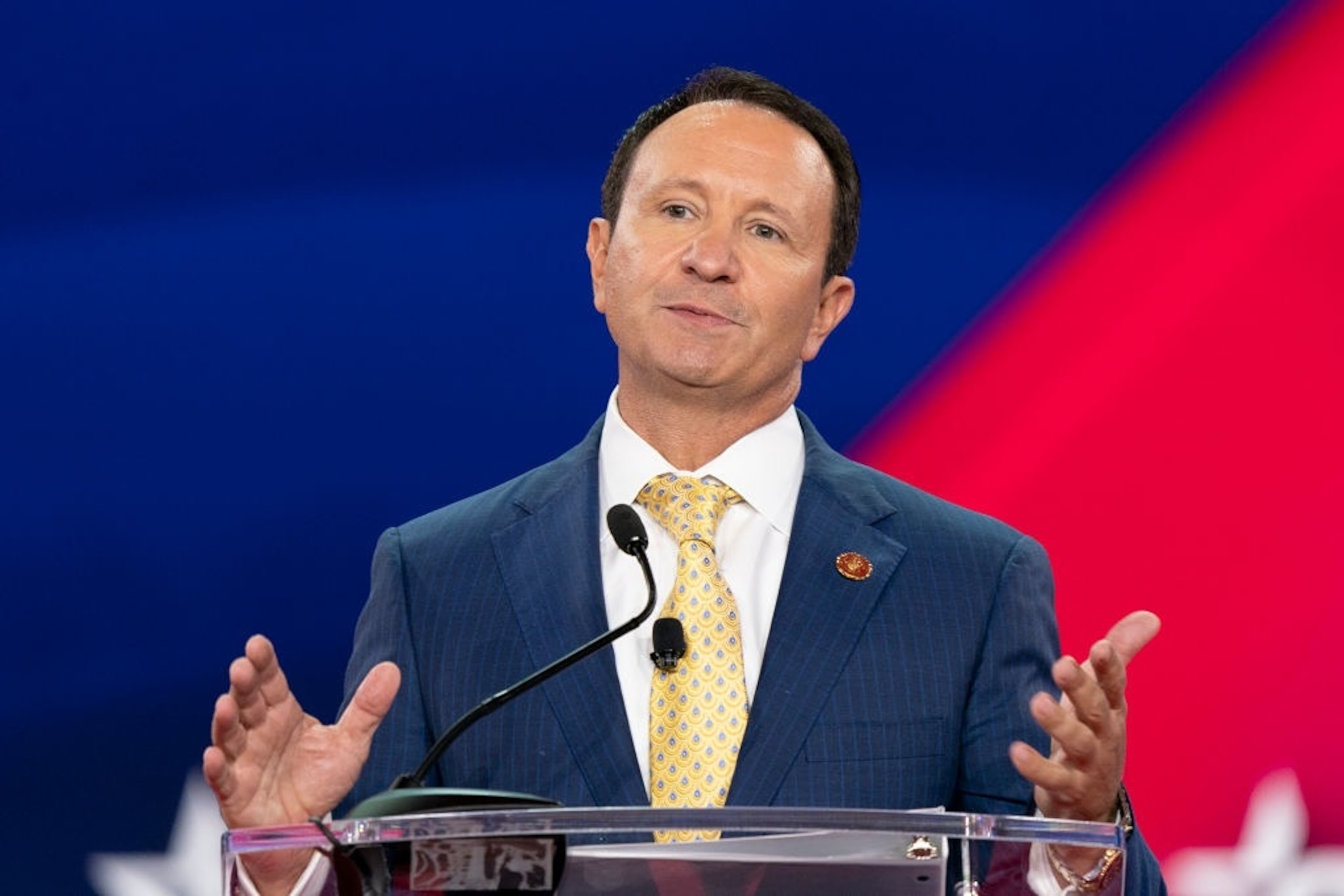 PHOTO: Louisiana Attorney General Jeff Landry speaks during CPAC (