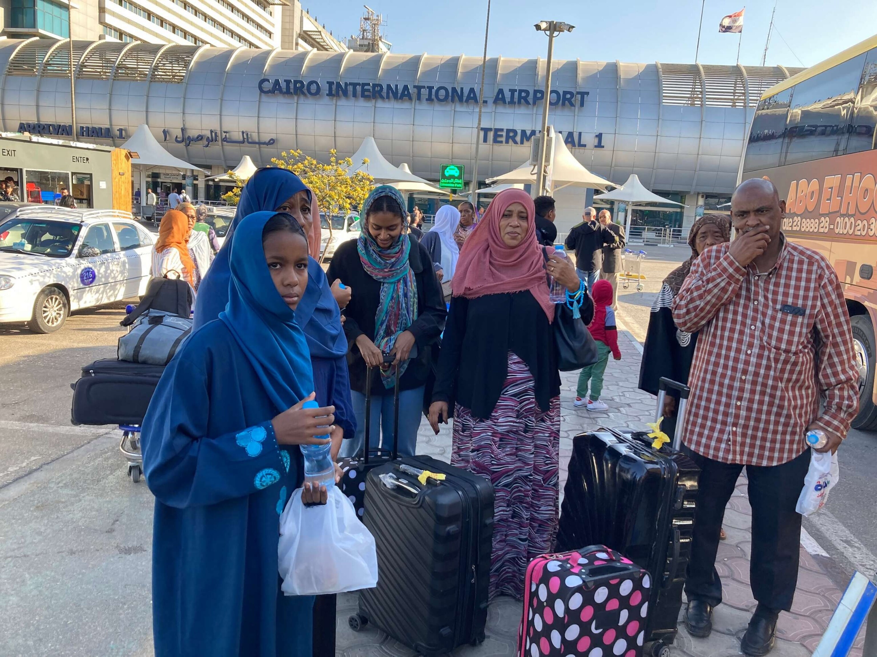 PHOTO: People who evacuated from Sudan move through Cairo International Airport in Cairo, May 1, 2023.