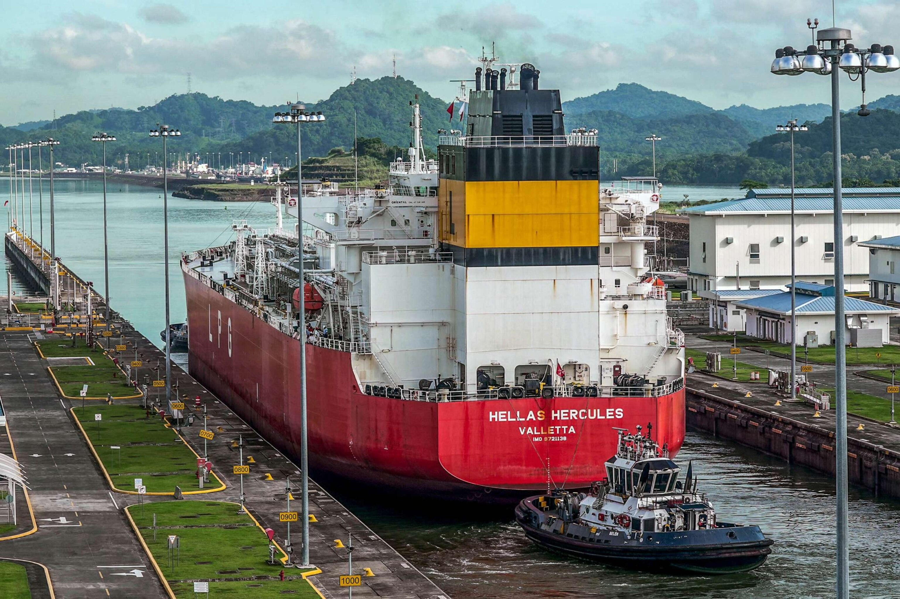 PHOTO: FILE - A cargo ship navigates through the Panama Canal in the area of the Cocoli Locks, in Panama City, Aug. 25, 2023.