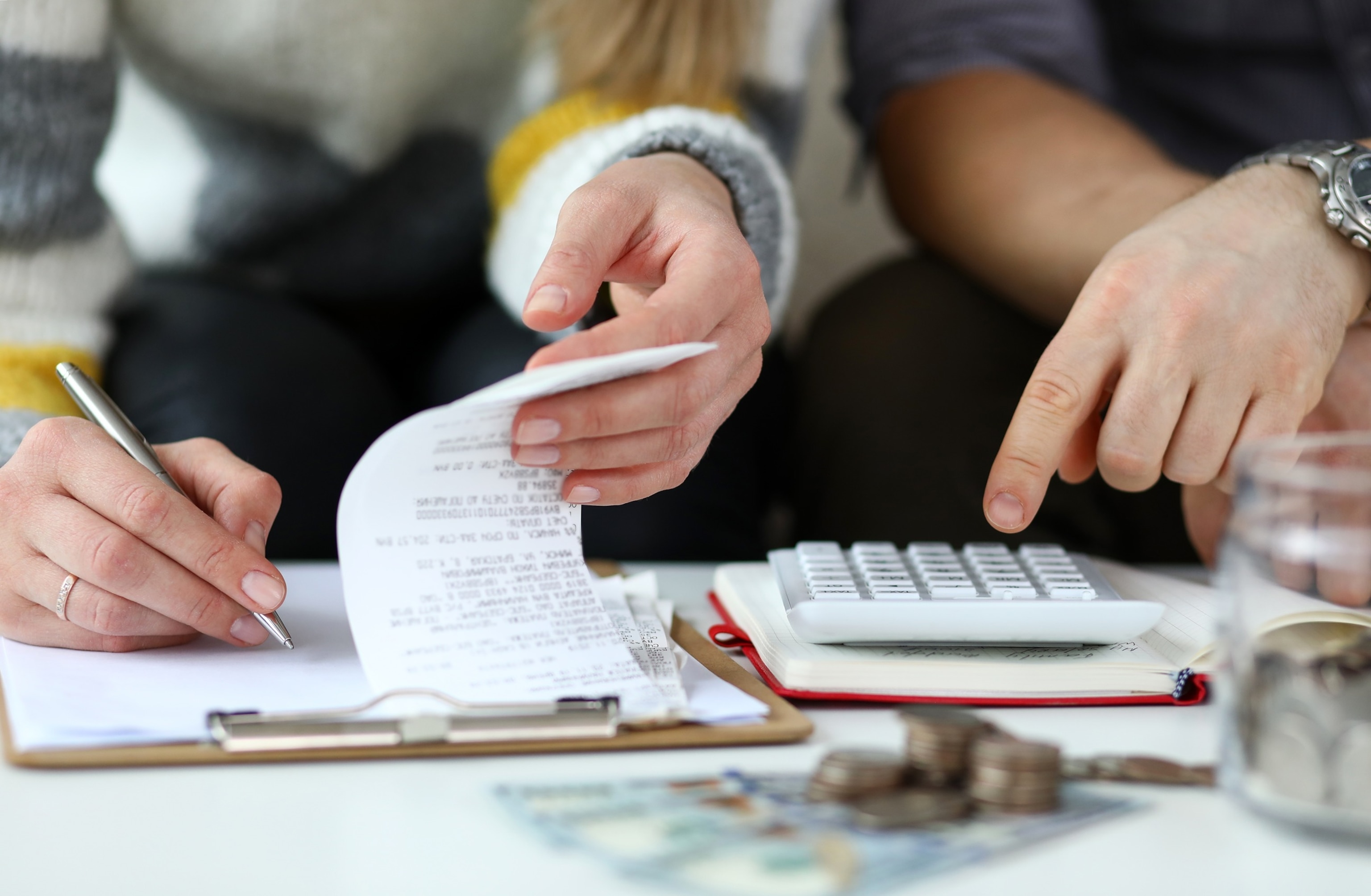PHOTO: An undated stock photo of people working on finances. 