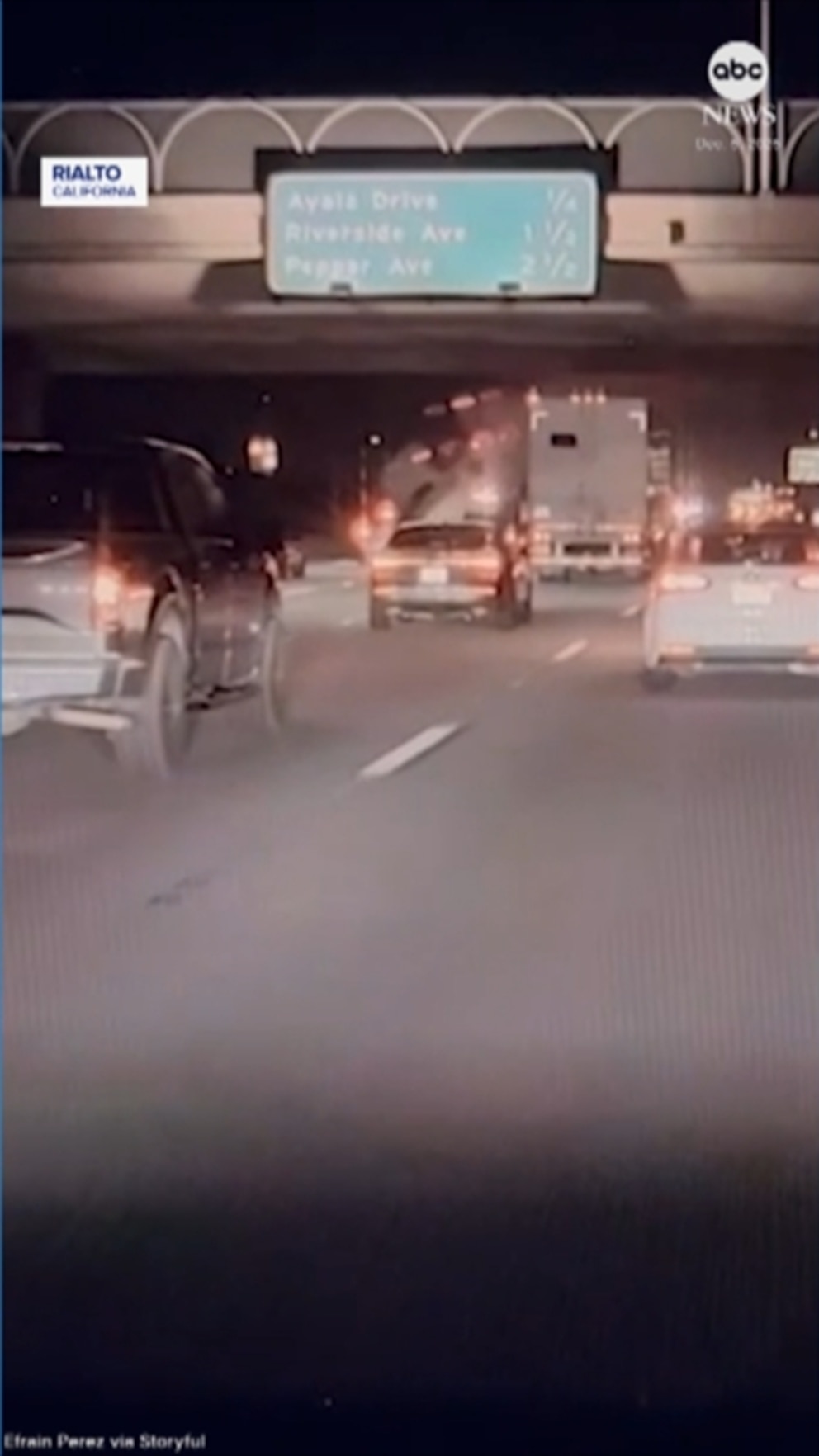 Video 
Truck flies off overpass in dramatic freeway crash