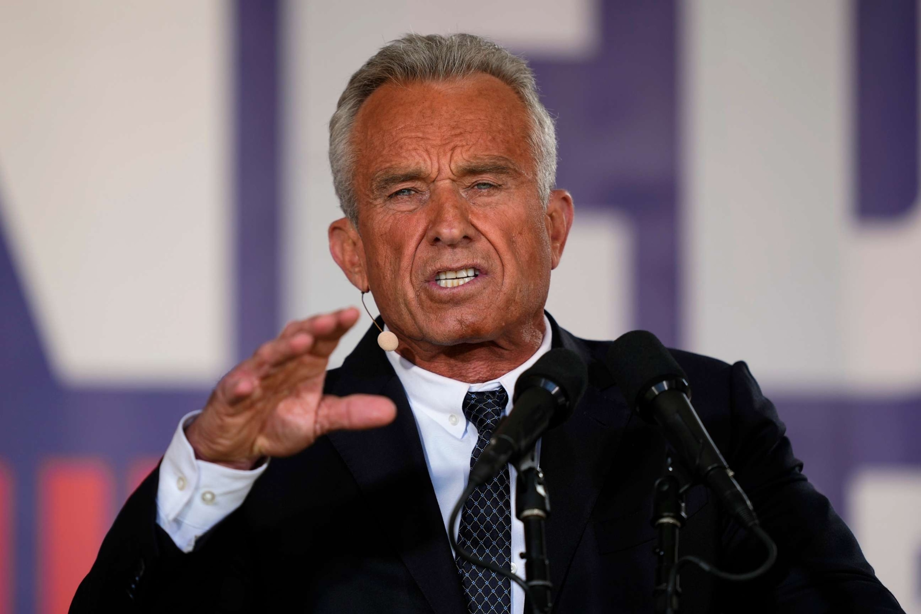 PHOTO: Presidential candidate Robert F. Kennedy, Jr. speaks during a campaign event at Independence Mall, Oct. 9, 2023, in Philadelphia.