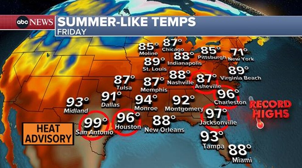 PHOTO: summer-like temps map