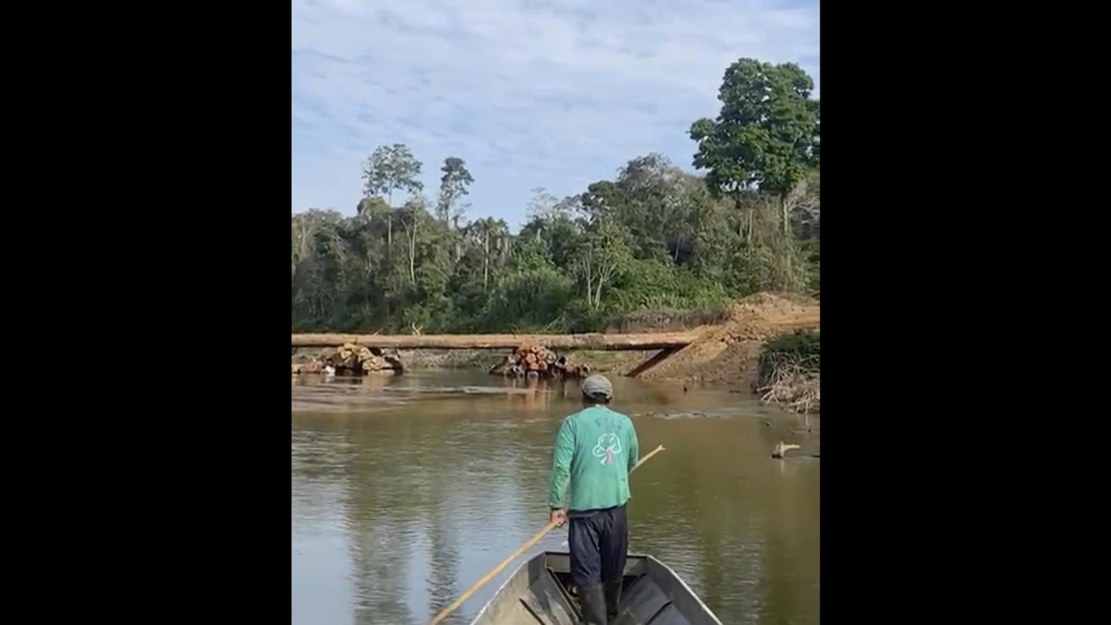 Main image of the article describing Isolated Amazon tribe seen near logging bridge site, alarming rights group