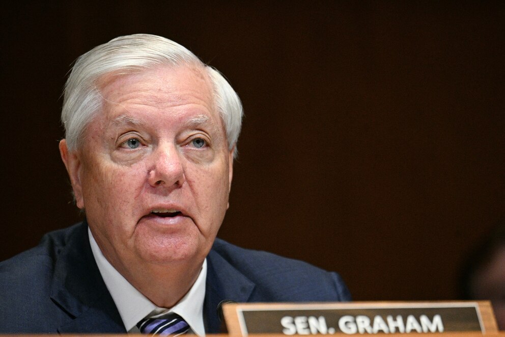 PHOTO: Senator Lindsey Graham questions Secretary of Defense Pete Hegseth and Chairman of the Joint Chiefs of Staff General Dan Caine during a Senate Committee hearing on Capitol Hill in Washington, D.C., on May 12, 2026. 