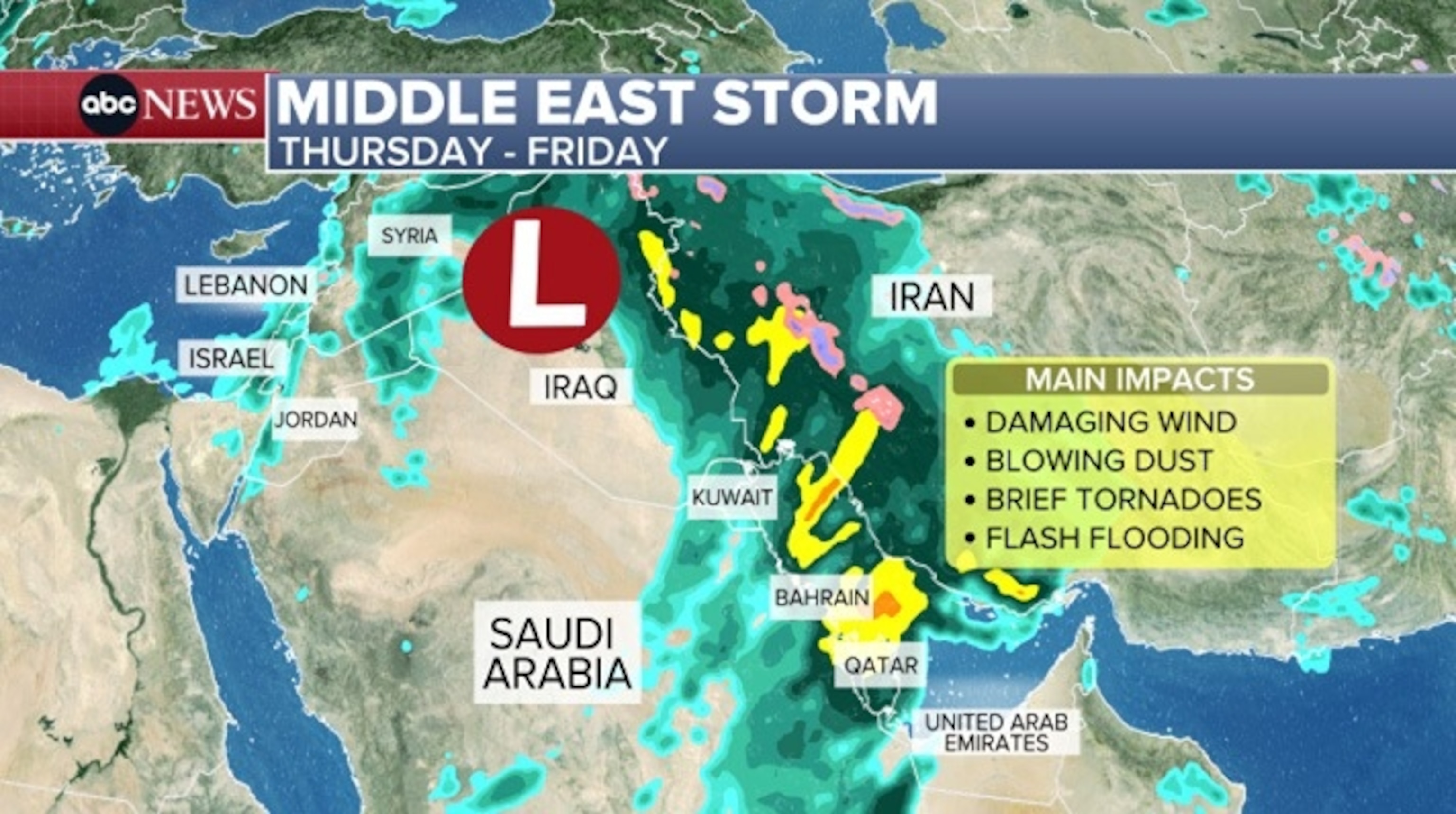 FOTO: Mapa de tormentas en Medio Oriente