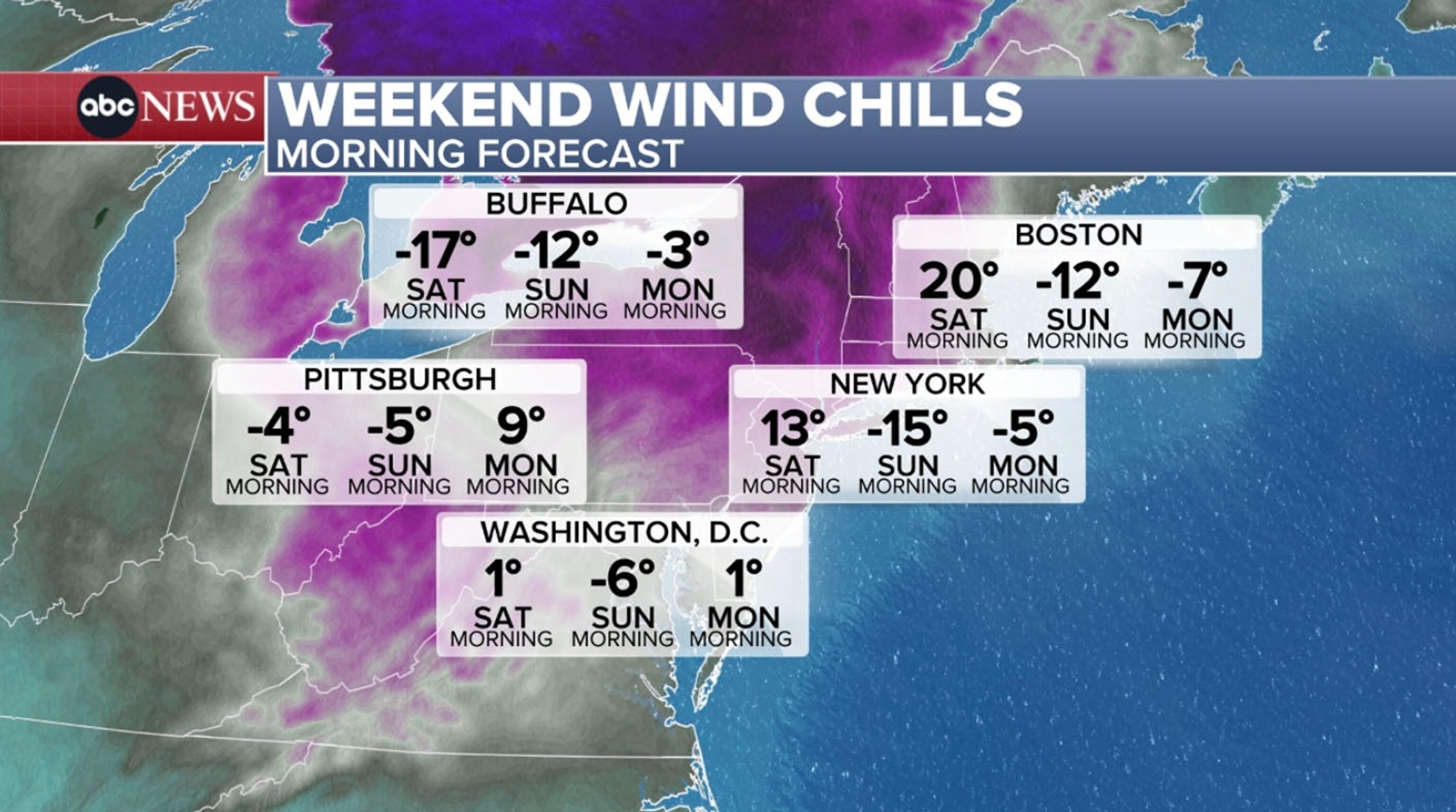 PHOTO: weekend wind chills map
