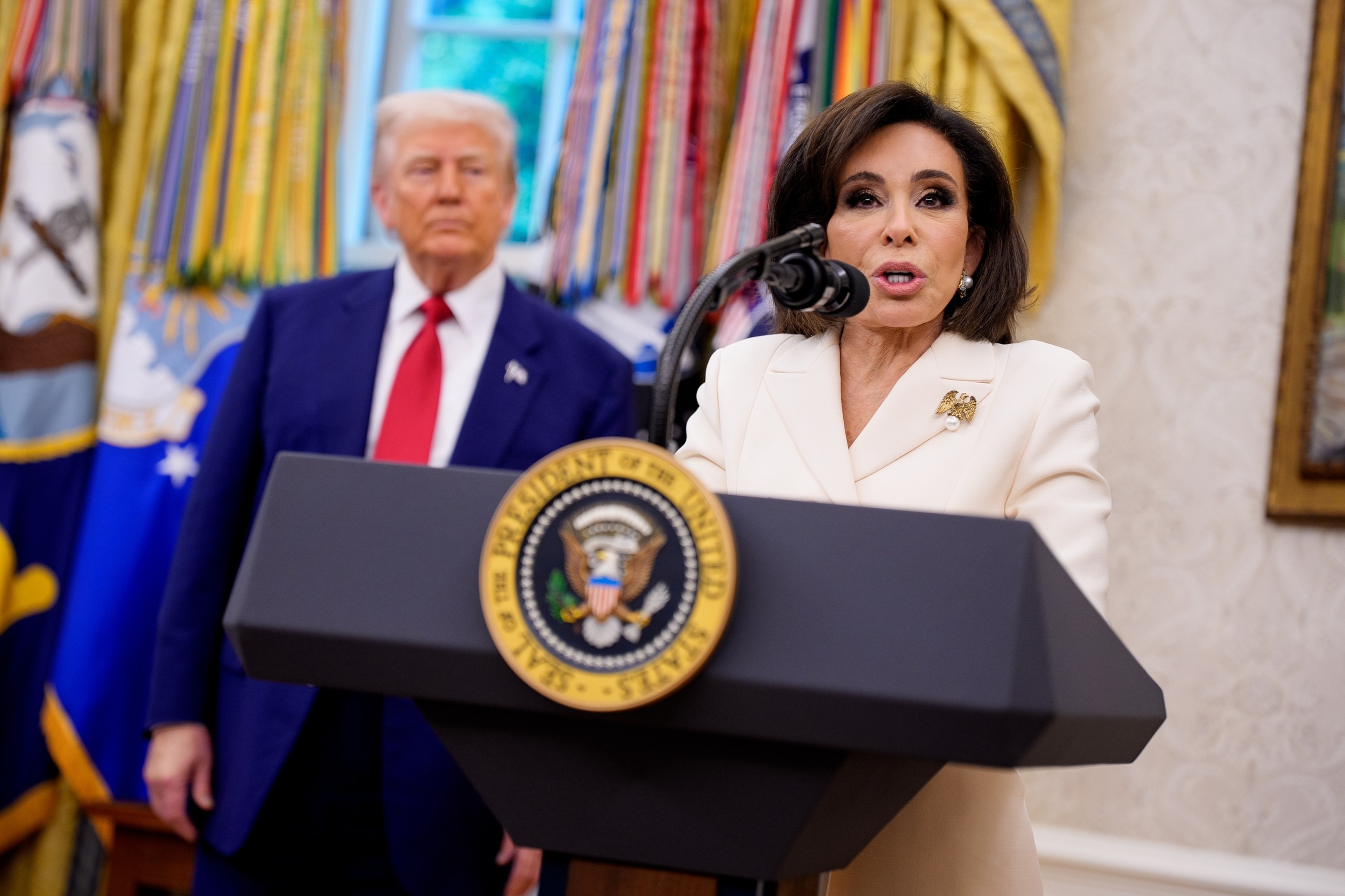 PHOTO: President Trump Holds Swearing-In Ceremony For Interim U.S. Attorney For D.C. Jeanine Pirro