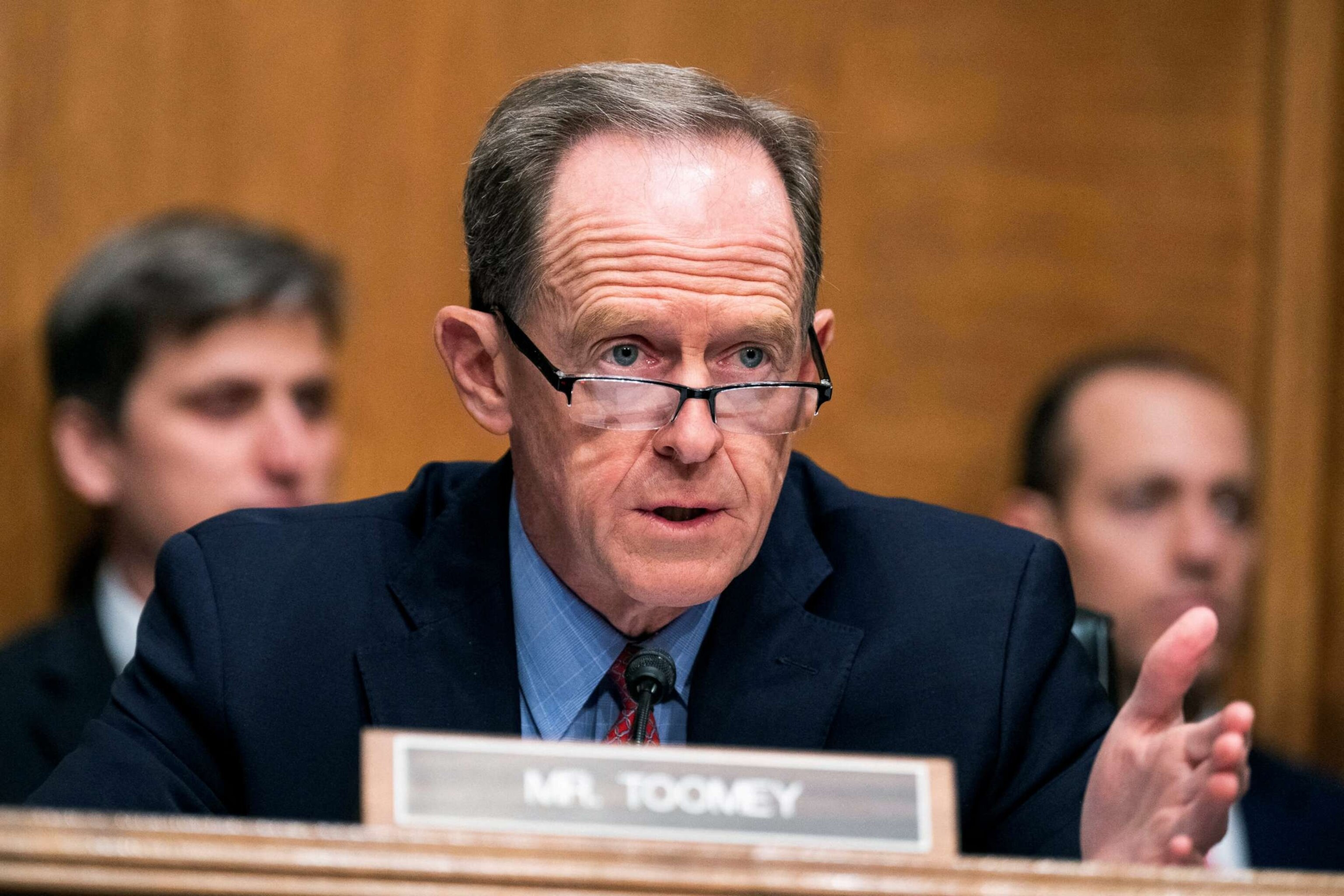 PHOTO: Senator Pat Toomey speaks in the Dirksen Senate Office Building in Washington, D.C., May 10, 2022.