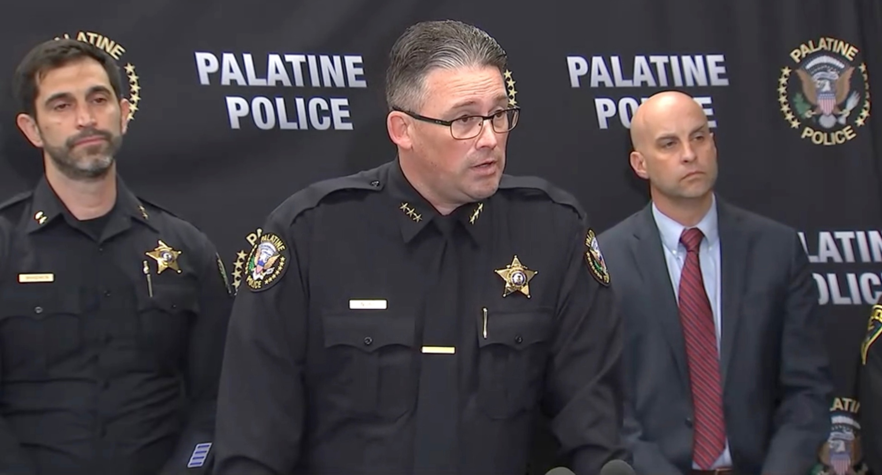 PHOTO: Chief William Nord of the Palatine, Illinois, Police Department briefs reporters at a news conference, October 15, 2026, on an alleged mass shooting plot targeting a Hindu temple