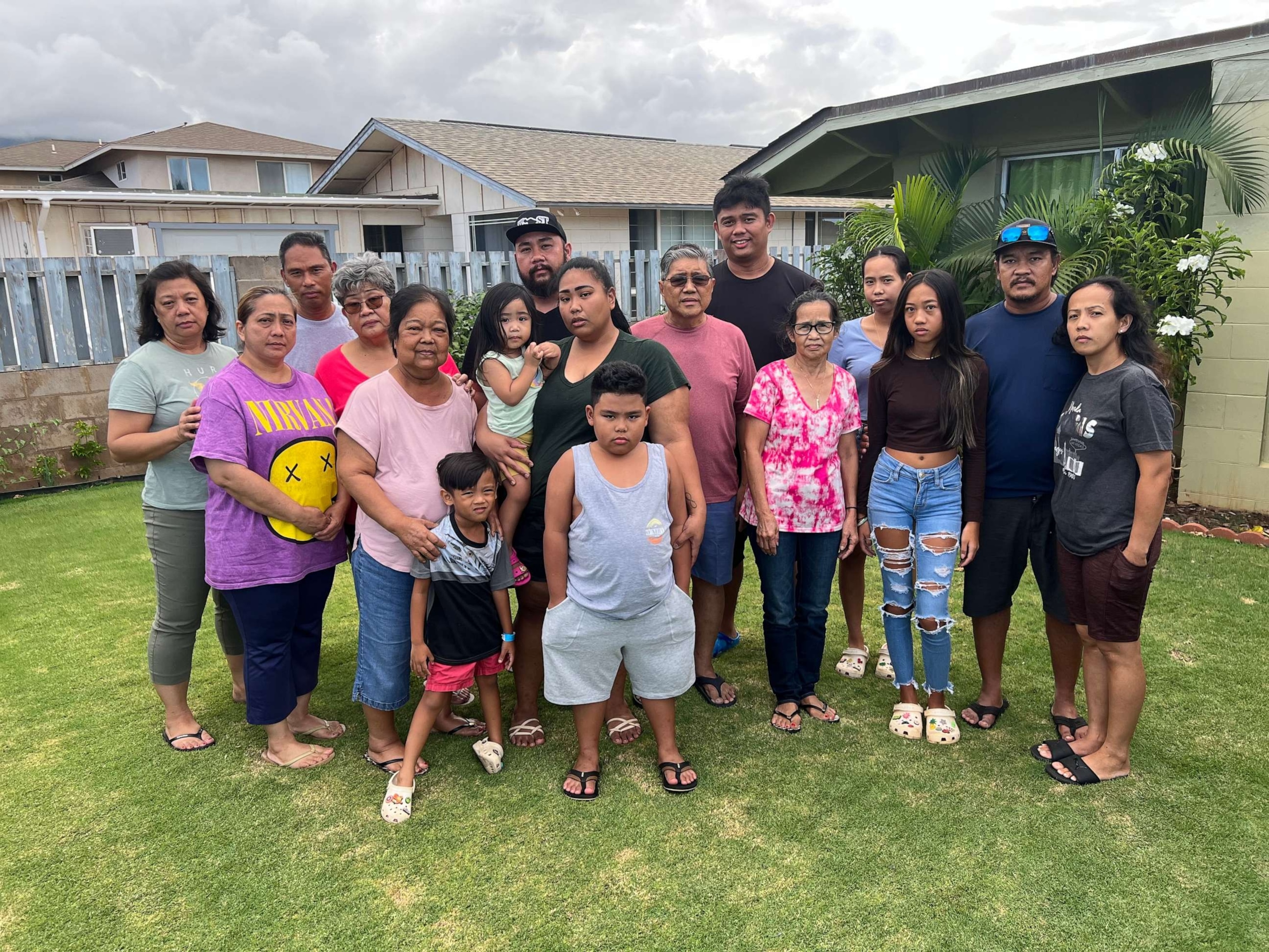 PHOTO: The Jose family lost their Lahaina home, migrating with others to a shared relatives home in central Maui.